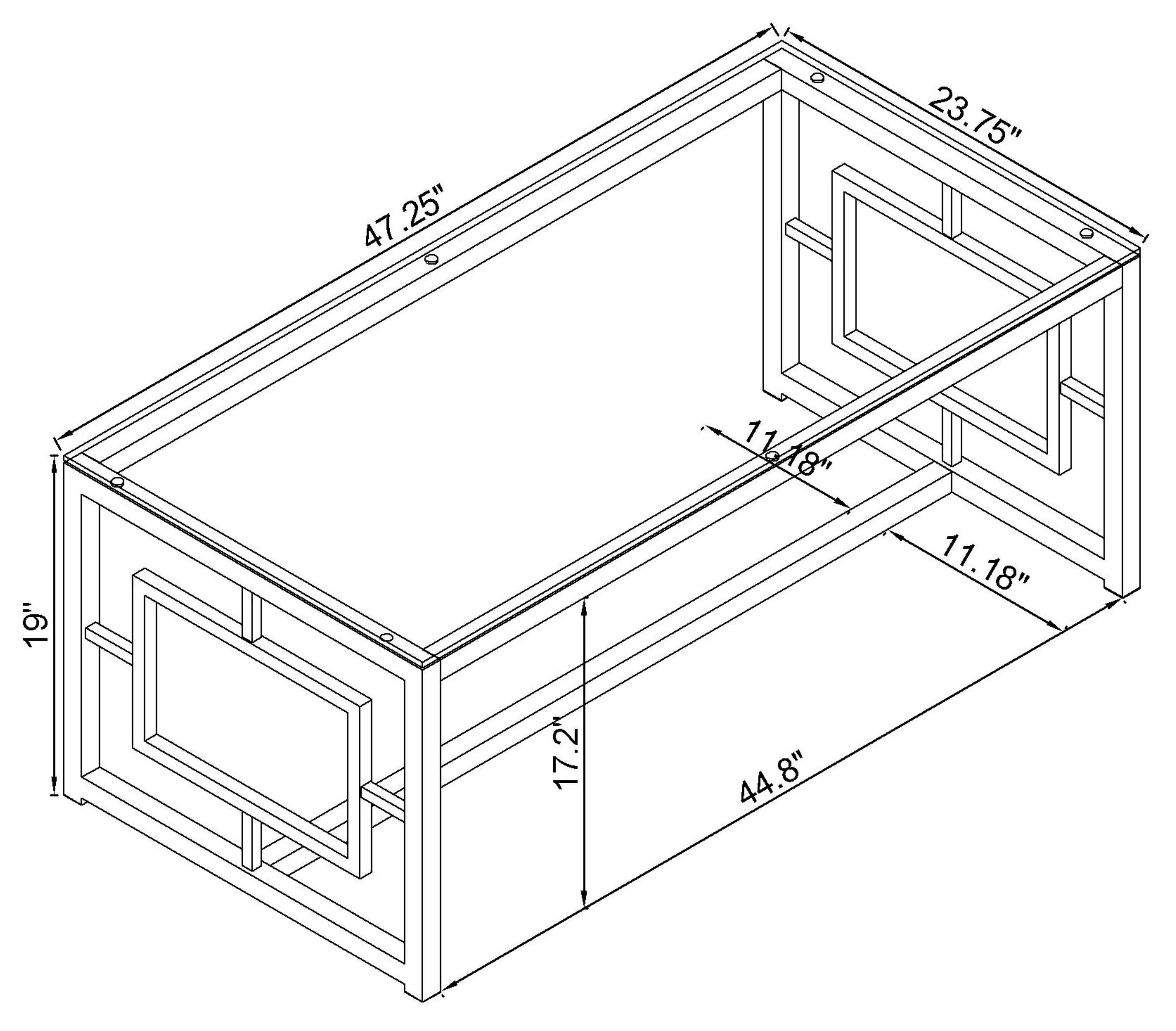 Merced Rectangular Glass Top Coffee Table Nickel — view 3