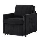 Upholstered Convertible Sleeper Sofa With 5 Position Backrest, Side Pockets, Storage