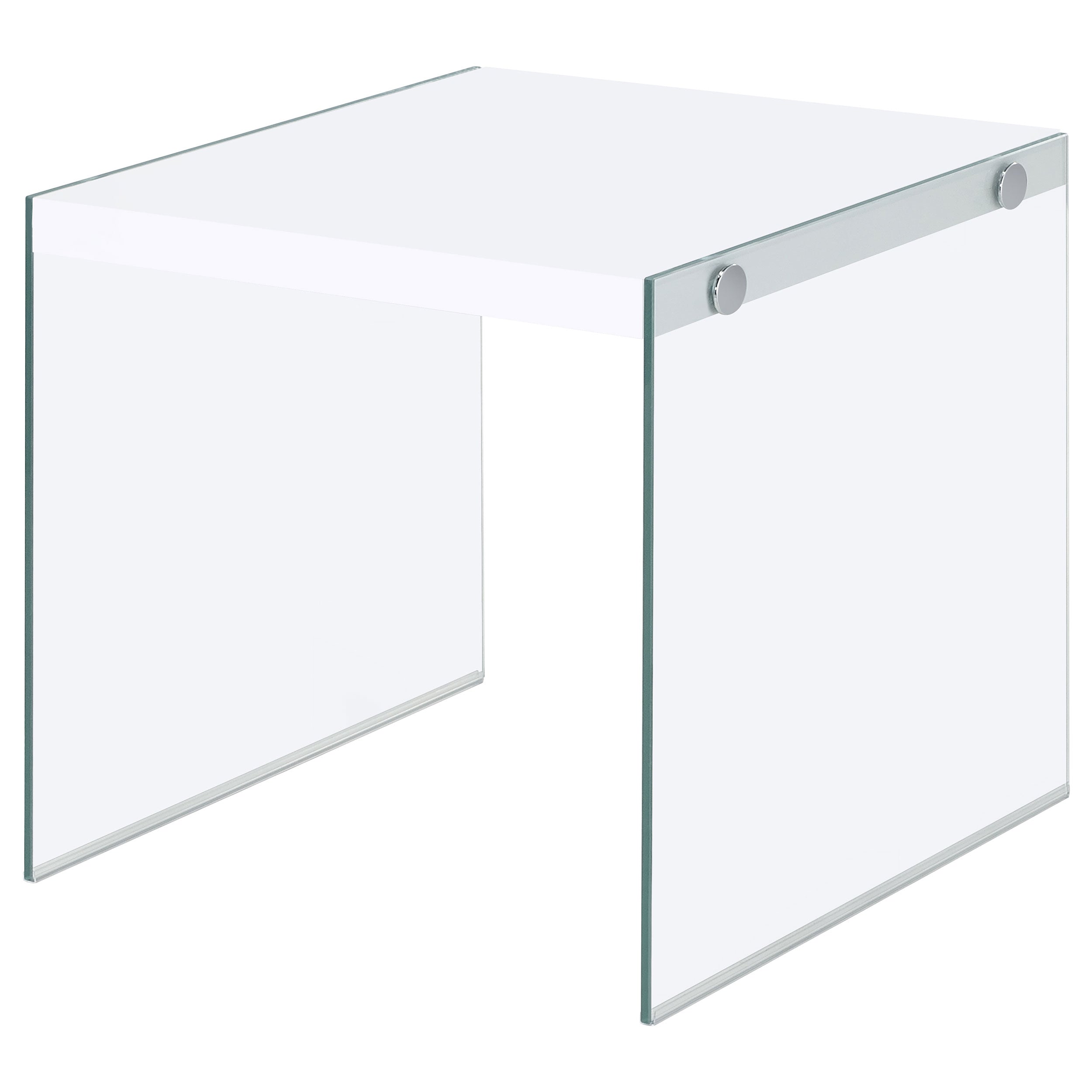 Opal Square Glass Frame Side End Table White High Gloss — view 4