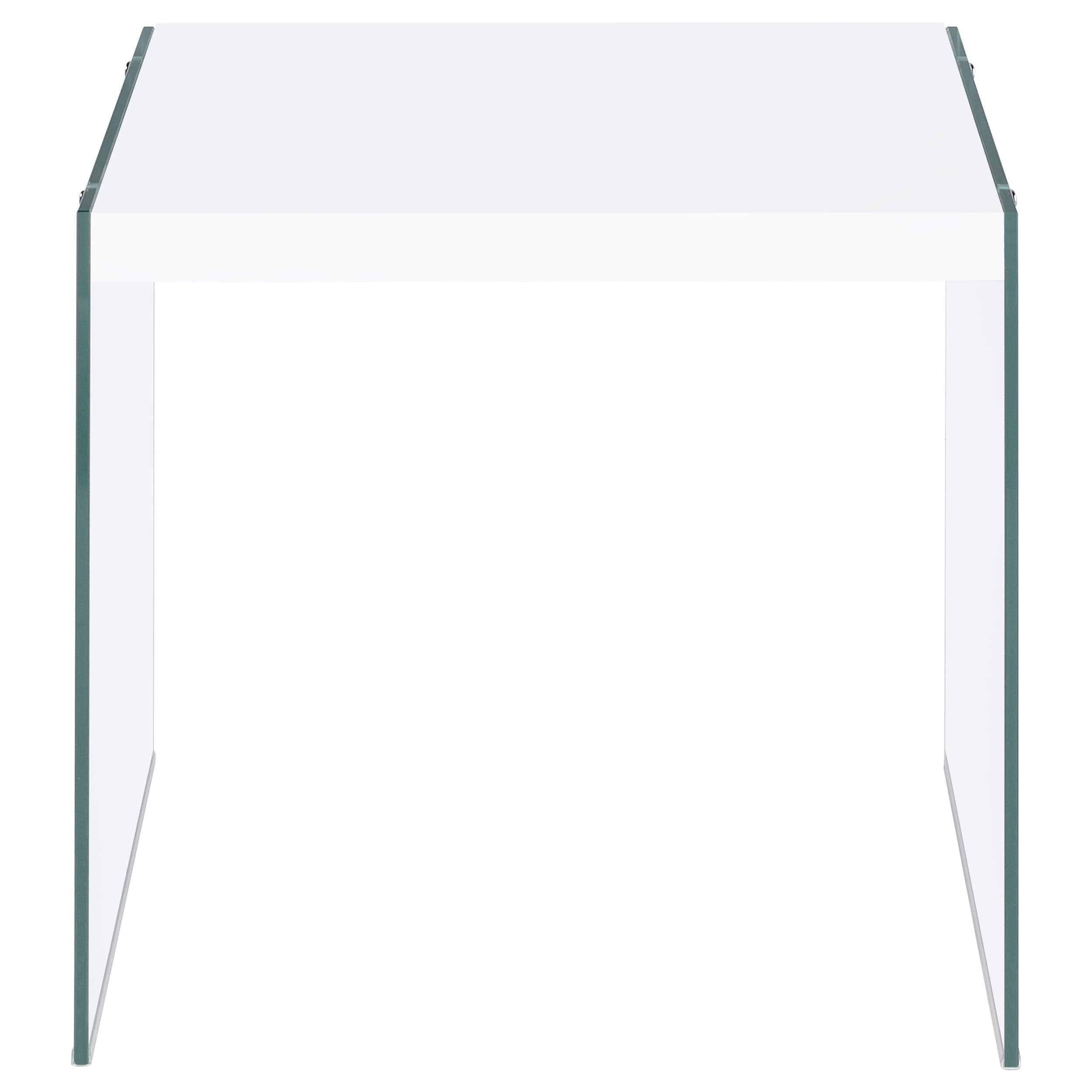 Opal Square Glass Frame Side End Table White High Gloss — view 7