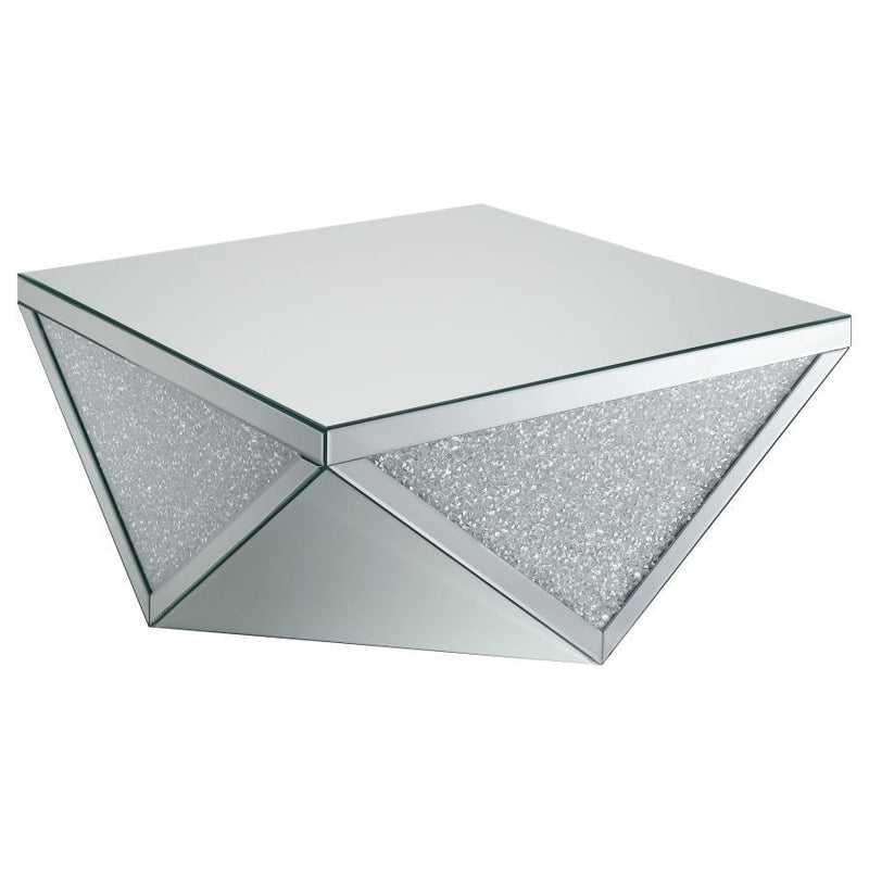 Amore - Square Mirrored Acrylic Crystal Coffee Table - Silver - Atlantic Fine Furniture Inc