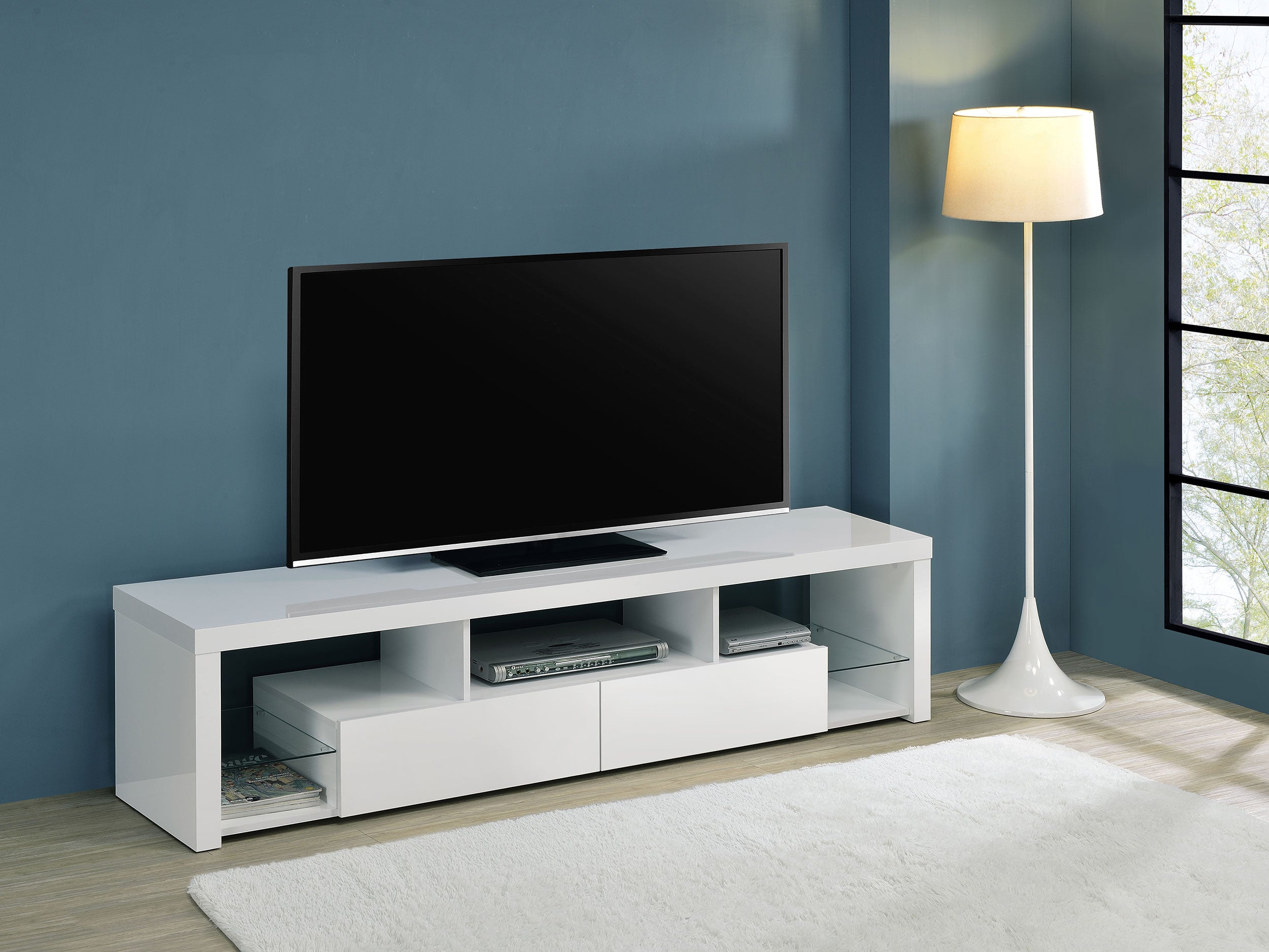 Jude 2-drawer Engineered Wood 71-inch TV Stand High Gloss White — view 2