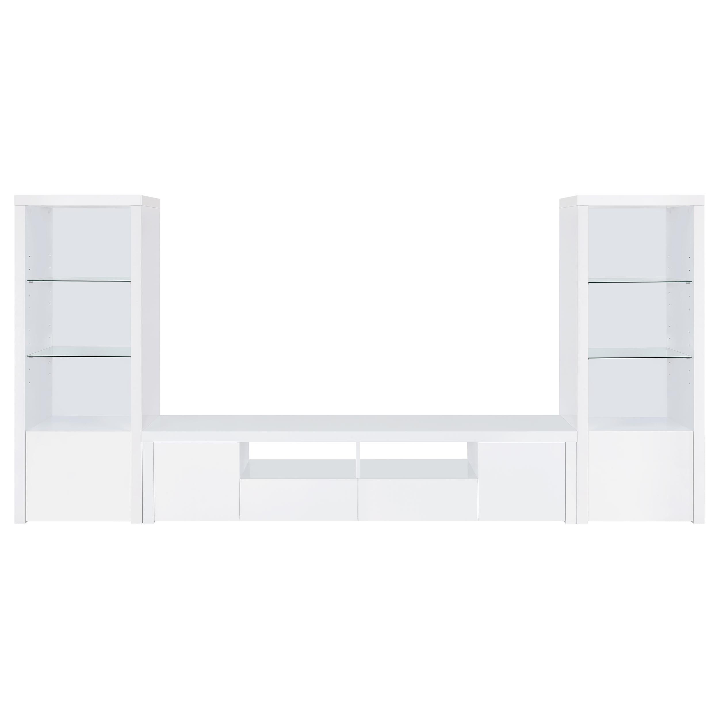 Jude 3-shelf Engineered Wood Media Tower High Gloss White — view 11