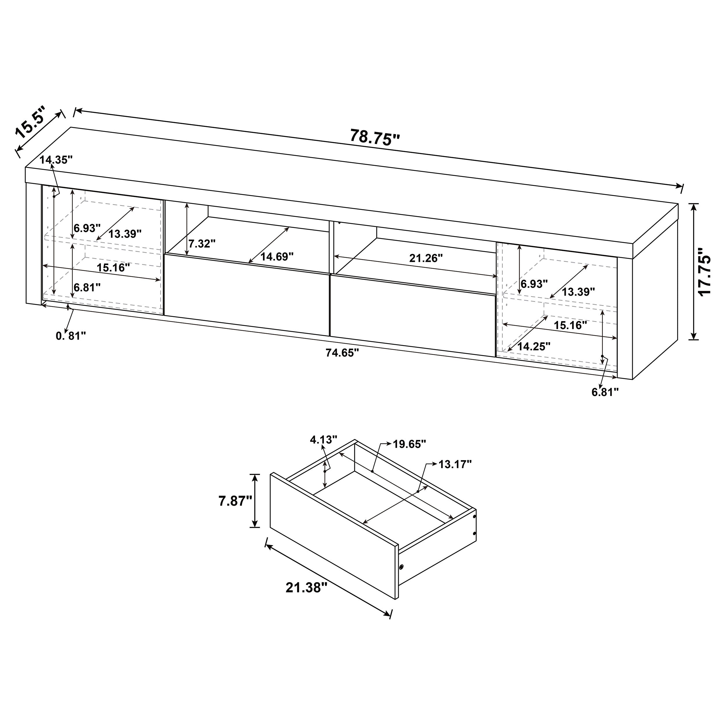 Jude 2-door Engineered Wood 79-inch TV Stand High Gloss White — view 12