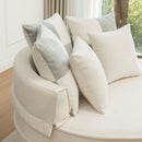 Modern Oversized Round Barrel Accent Chair With Ottoman