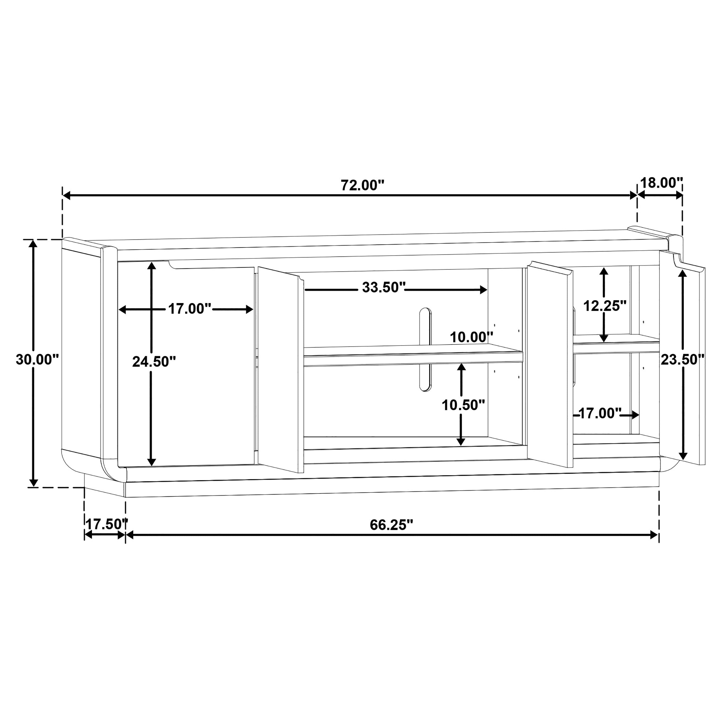 Leandro 72-inch 4-door TV Stand Media Console Burnished Black — view 12