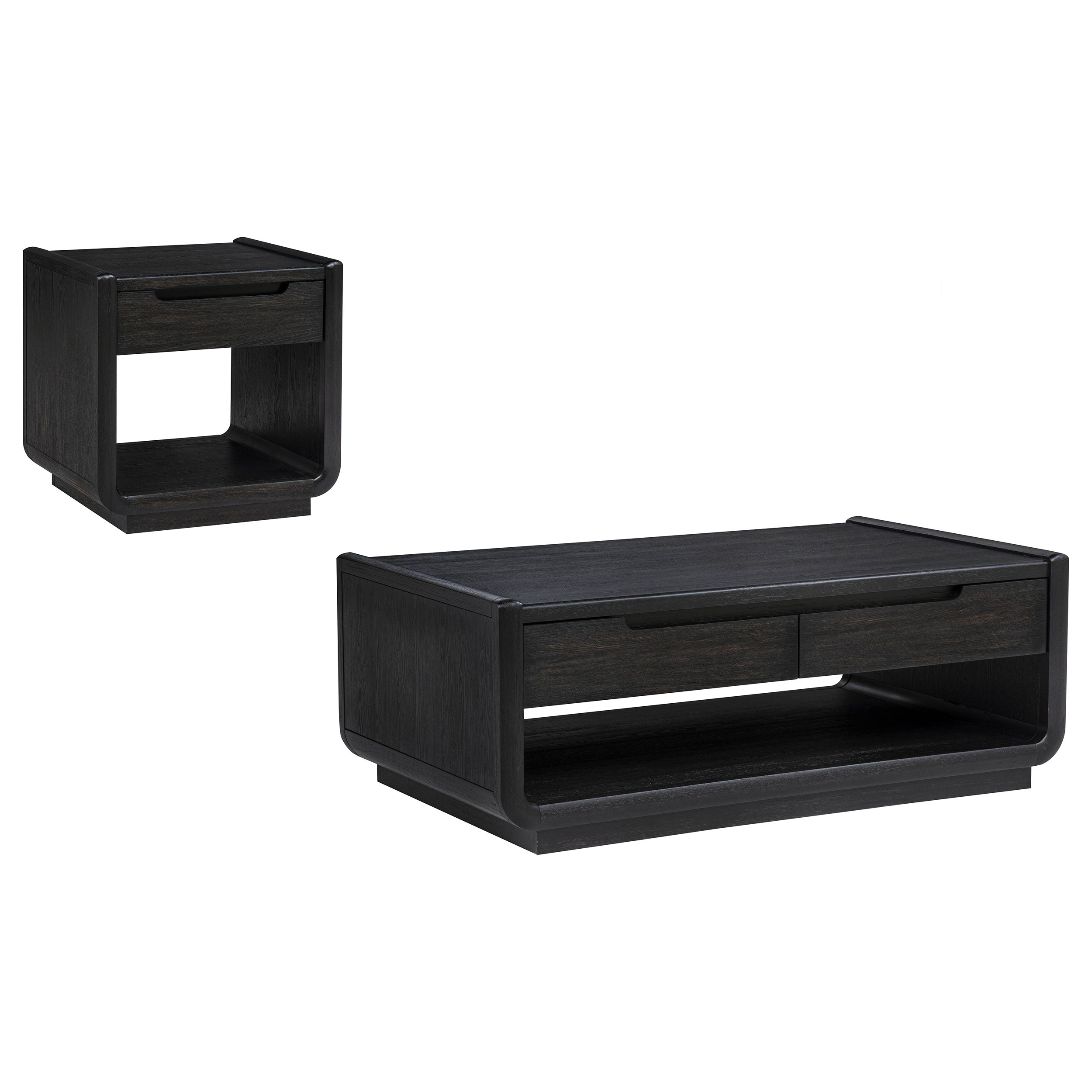 Leandro 2-piece Wood Coffee and End Table Set Burnished Black — view 2