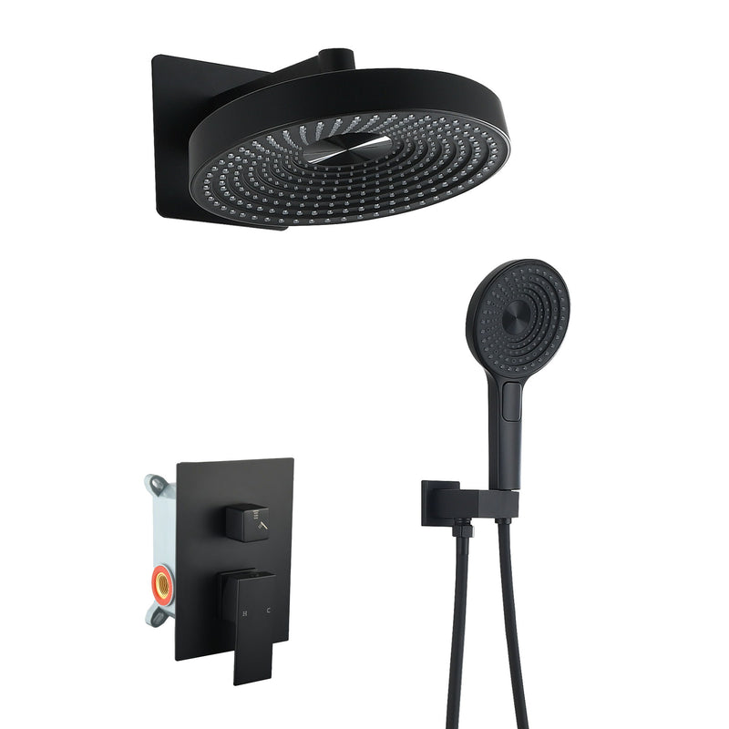 Concealed Shower System 2 Function Set With Control Valve - Matte Black