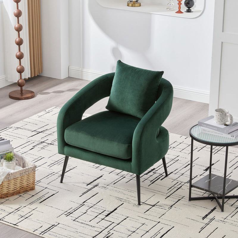 Open Back Accent Chair, Round Sofa Leisure Lounge - Green