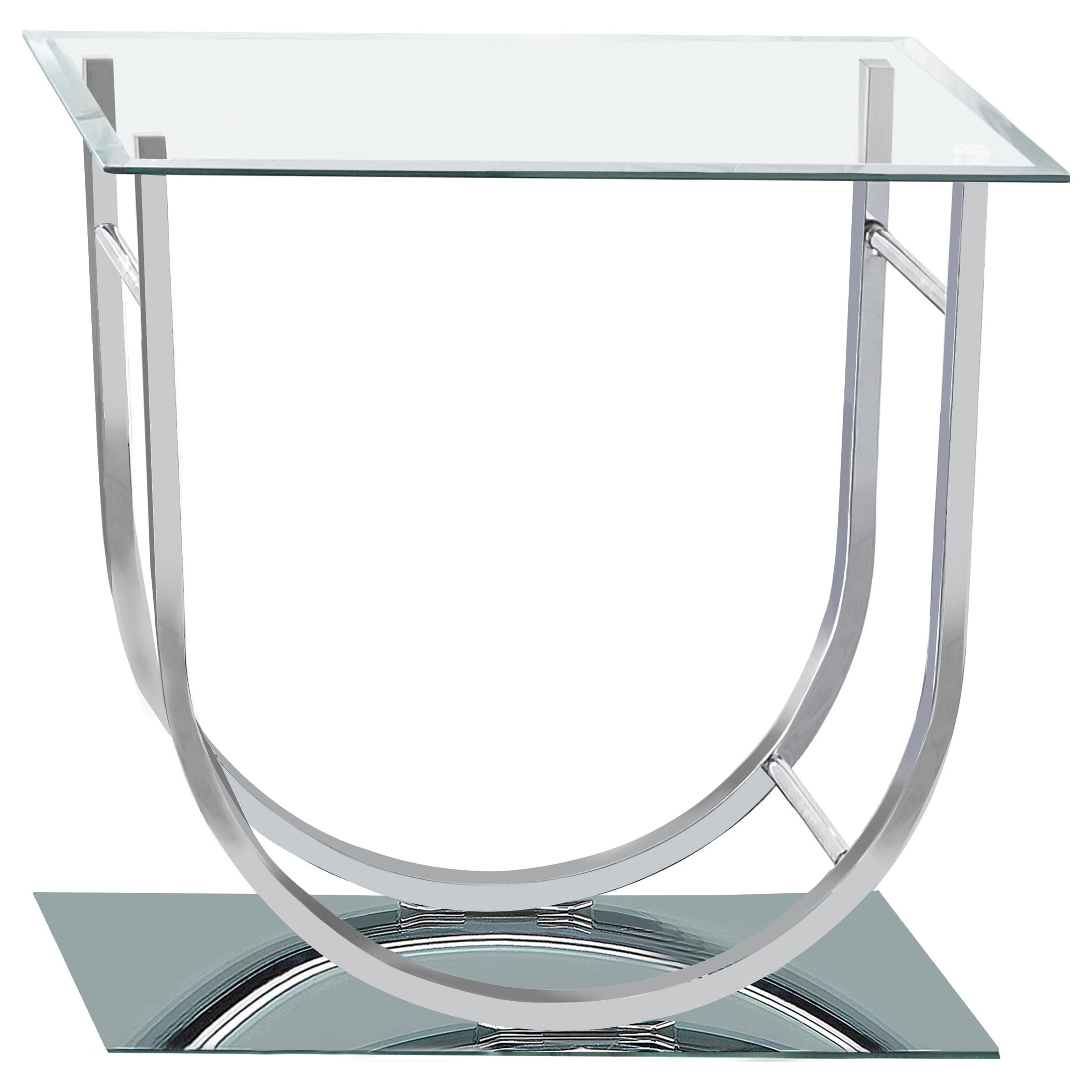 Danville Square U-Shaped Glass Top Side End Table Chrome — view 4