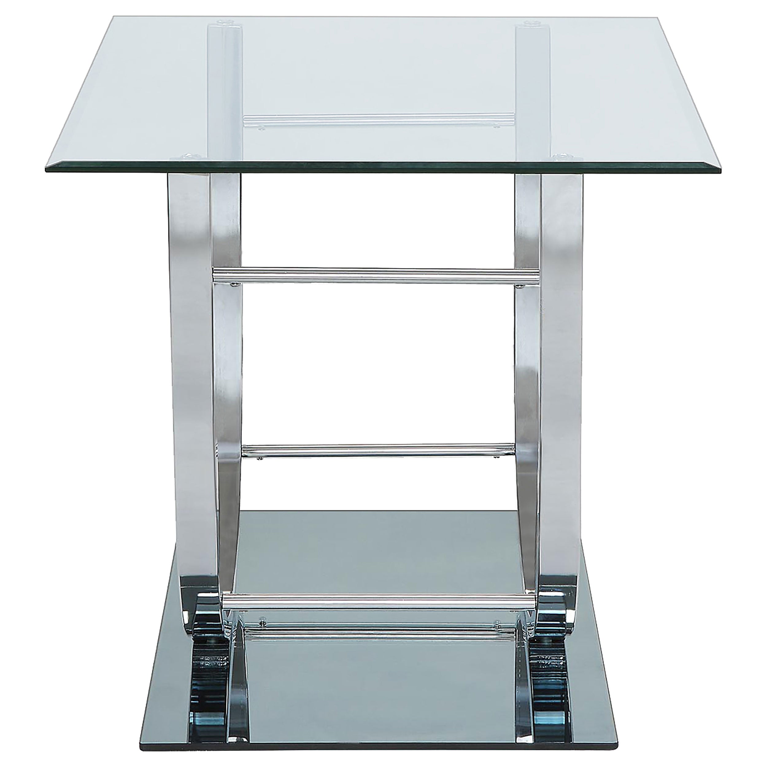 Danville Square U-Shaped Glass Top Side End Table Chrome — view 5