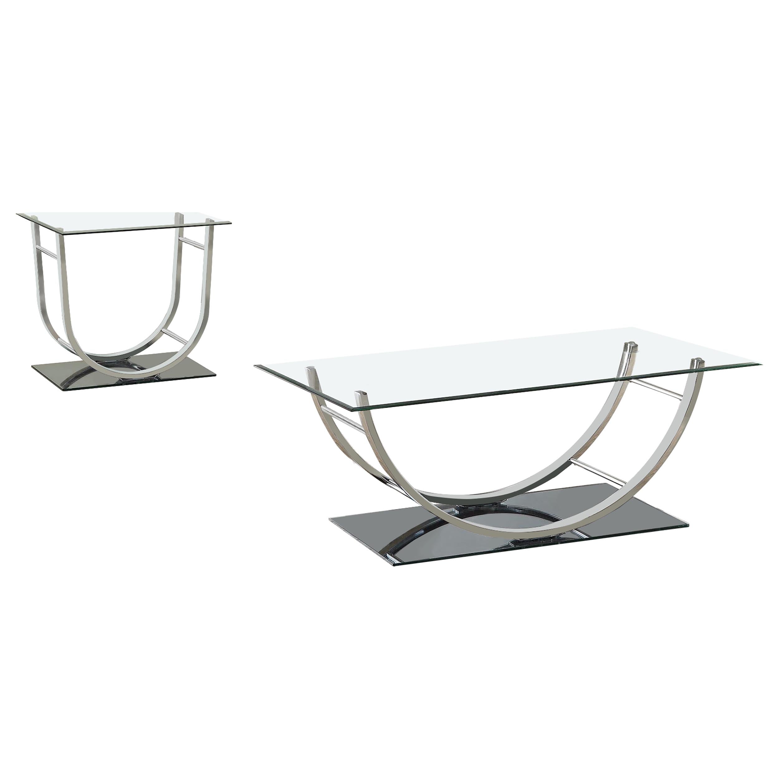 Danville 2-piece Glass Top Coffee and End Table Set Chrome — view 2