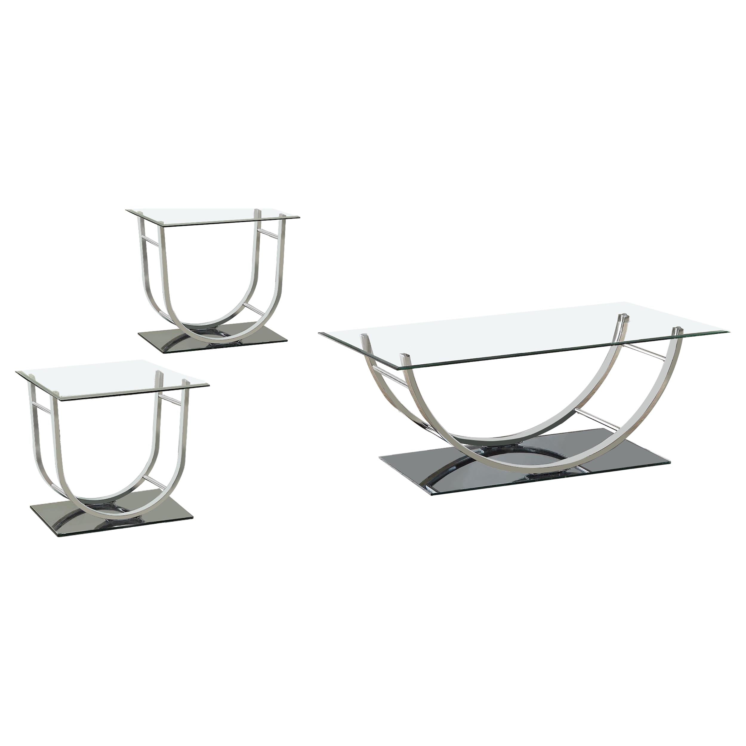 Danville 3-piece Glass Top Coffee and End Table Set Chrome — view 2