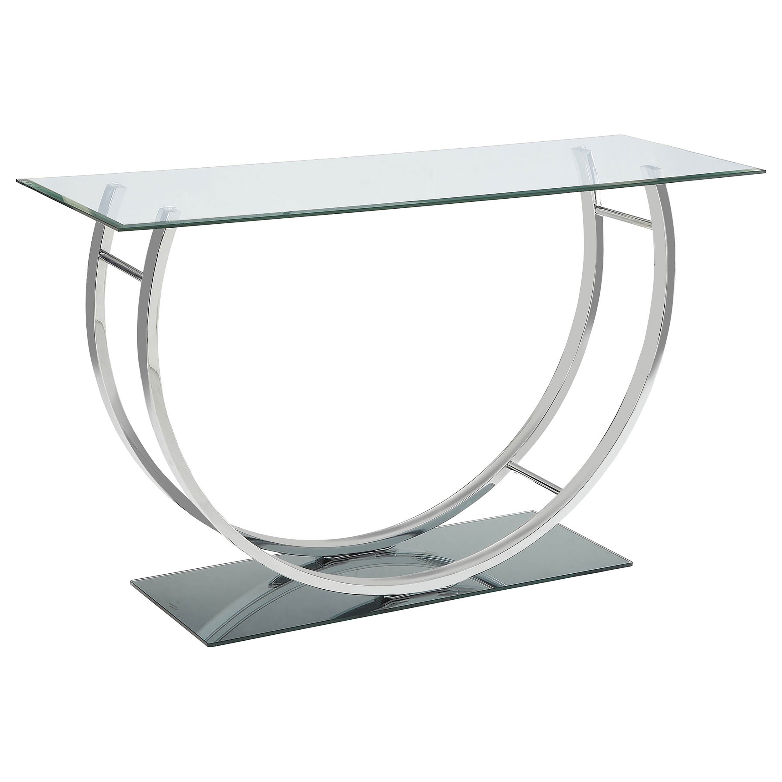 Danville U-shaped Glass Top Entryway Console Table Chrome — view 1
