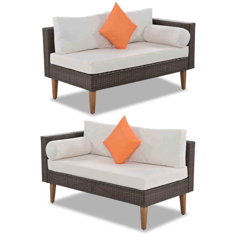 4 Pieces Outdoor Wicker L-Shape Sofa Set