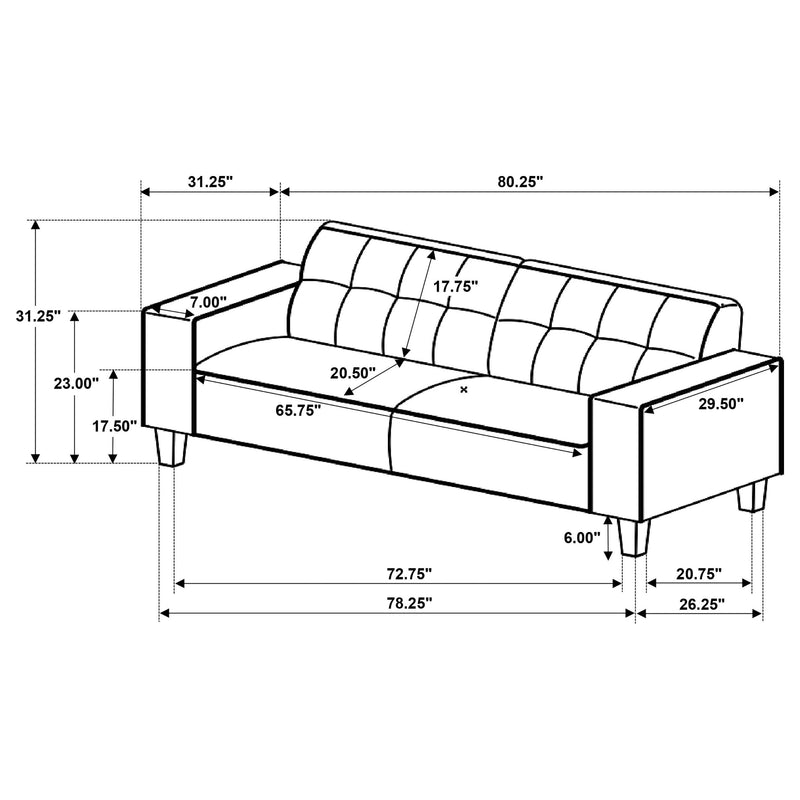 Deerhurst - Upholstered Track Arm Tufted Sofa - Charcoal