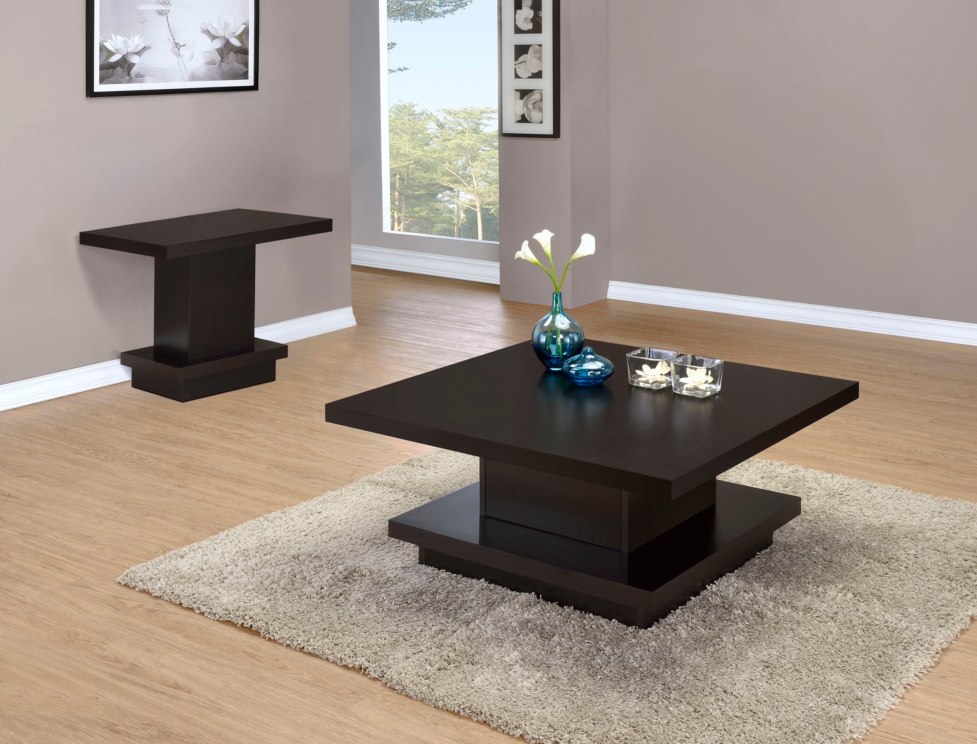 Reston 2-piece Square Coffee and End Table Set Cappuccino — view 1