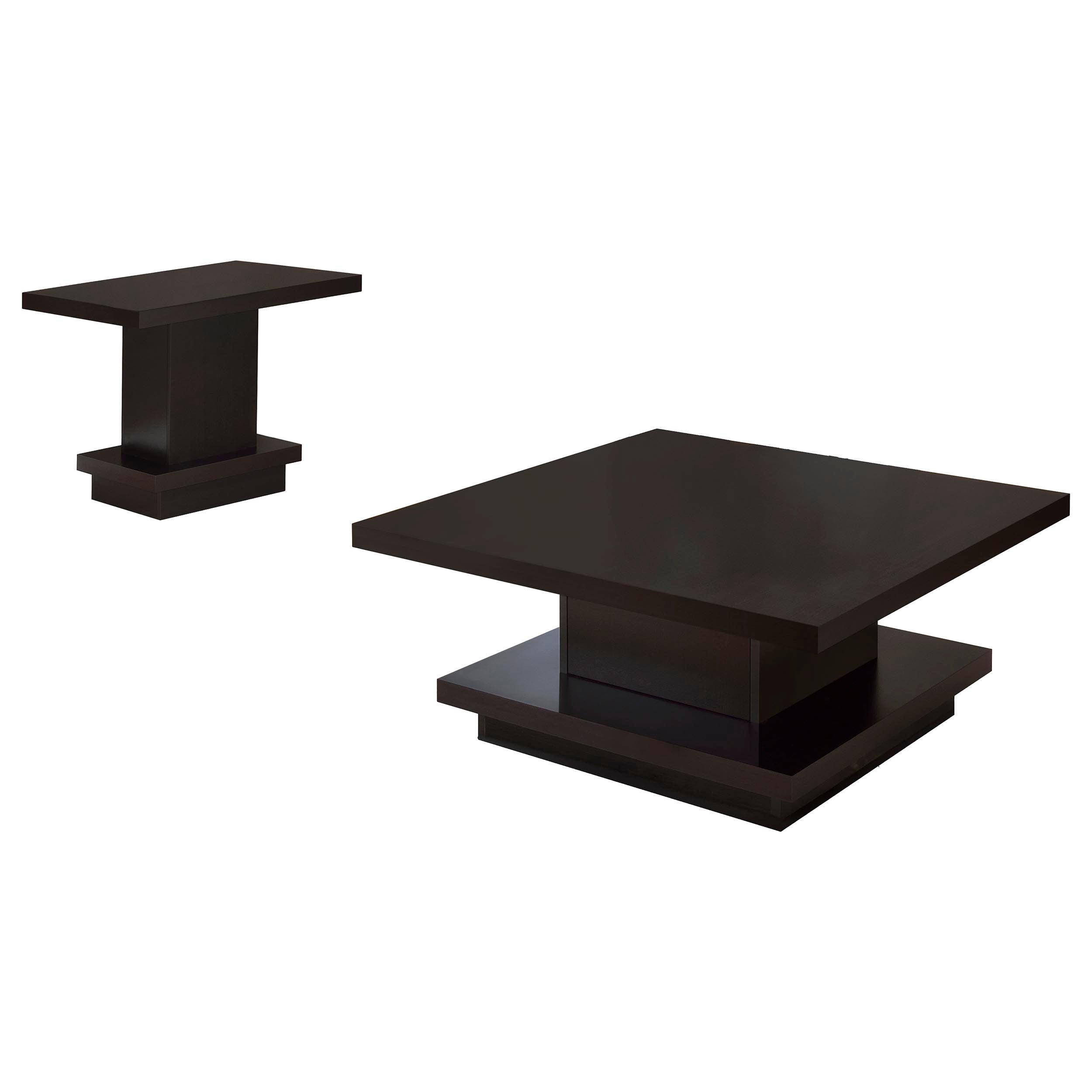 Reston 2-piece Square Coffee and End Table Set Cappuccino — view 2