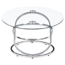 Warren - 3 Piece Oval Glass Top Coffee Table Set - Chrome
