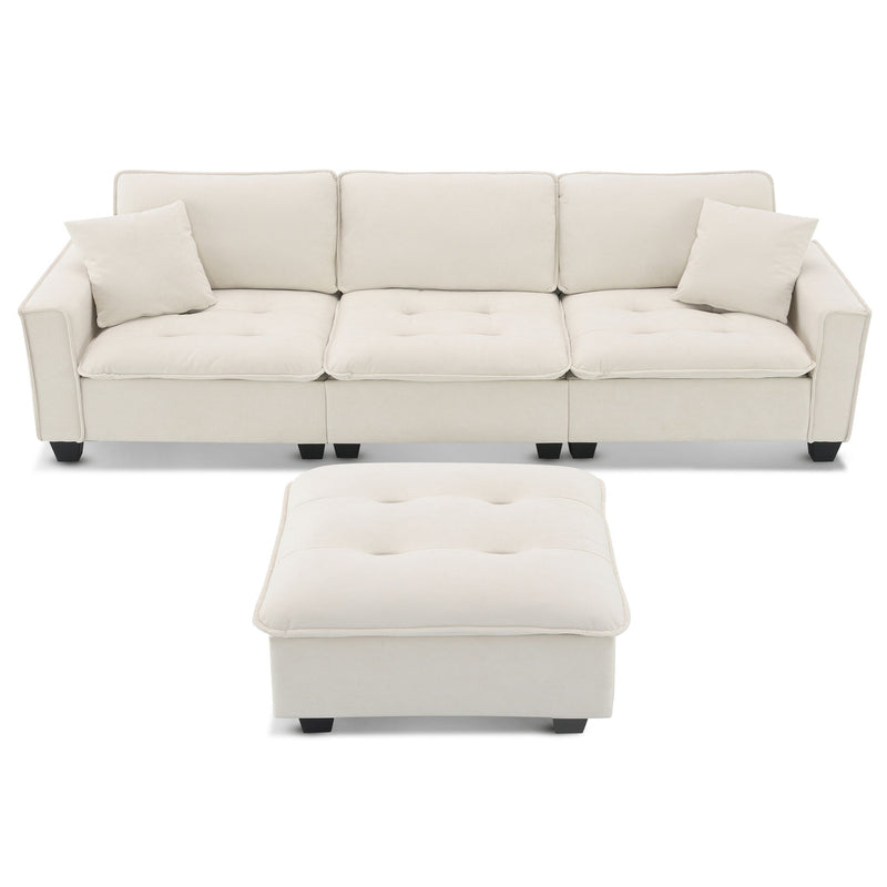 Modern Convertible Sectional L Shaped Reversible Couch Set With Free Pillows 4 Seat Suede Sleeper Sofa With Ottoman