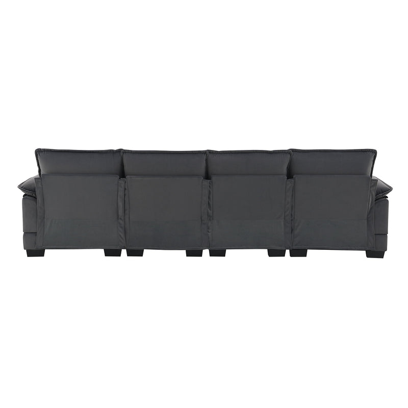 Modern U-Shaped Sectional Sofa With Waist Pillows, 6 Seat Upholstered Symmetrical Sofa Furniture, Sleeper Sofa Couch With Chaise Lounge For Living Room