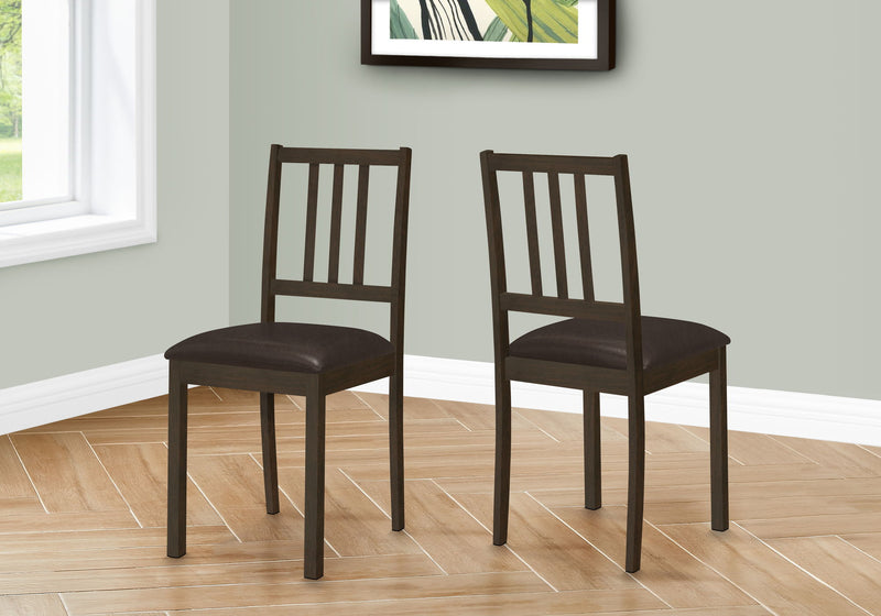 Dining Chair, Side, Upholstered For Dining Room, Transitional (Set of 2) - Brown