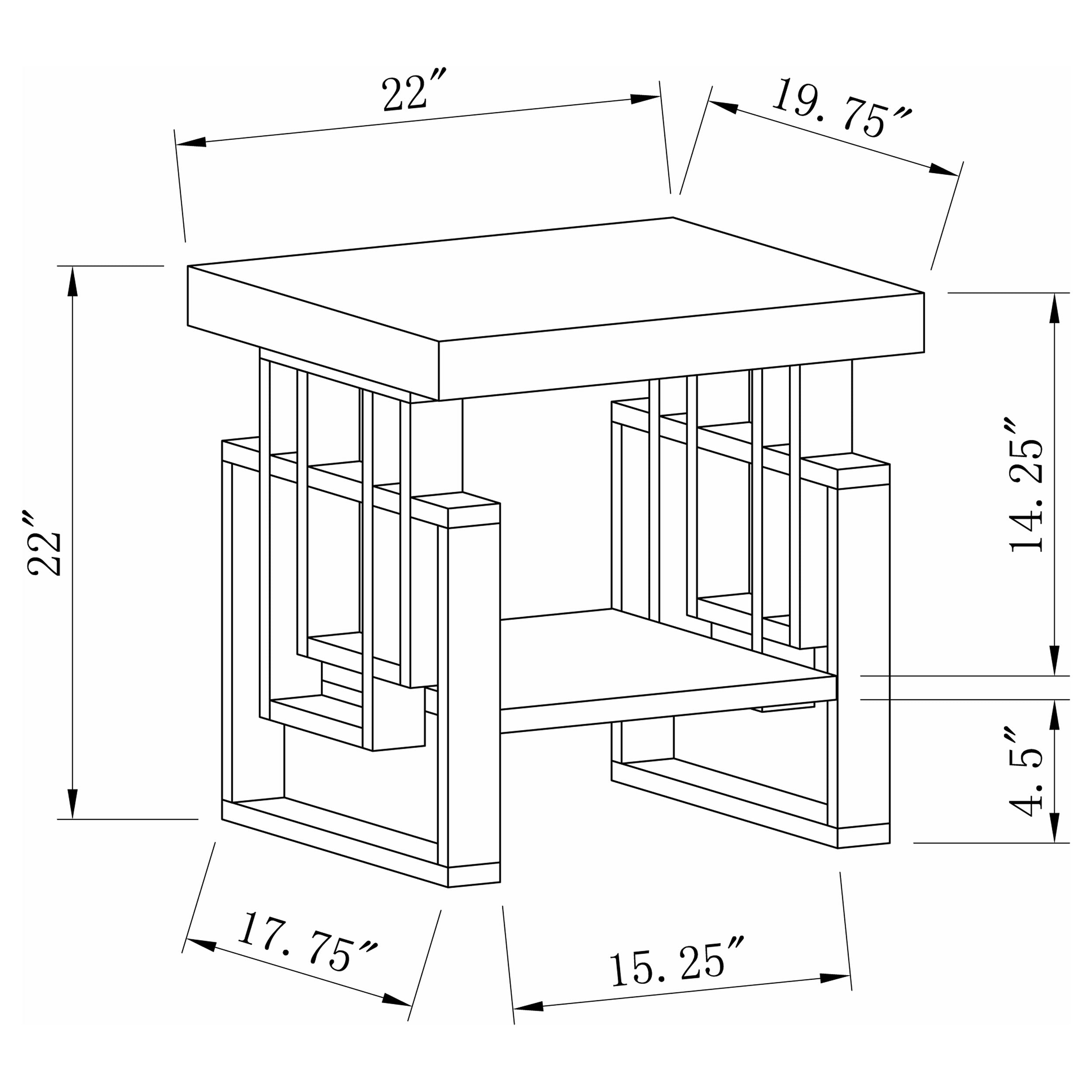 Schmitt Rectangular Side End Table White High Gloss — view 3