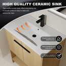 Modern Bathroom Vanity With Ceramic Sink, Freestanding Cabinet, Soft Closing Doors