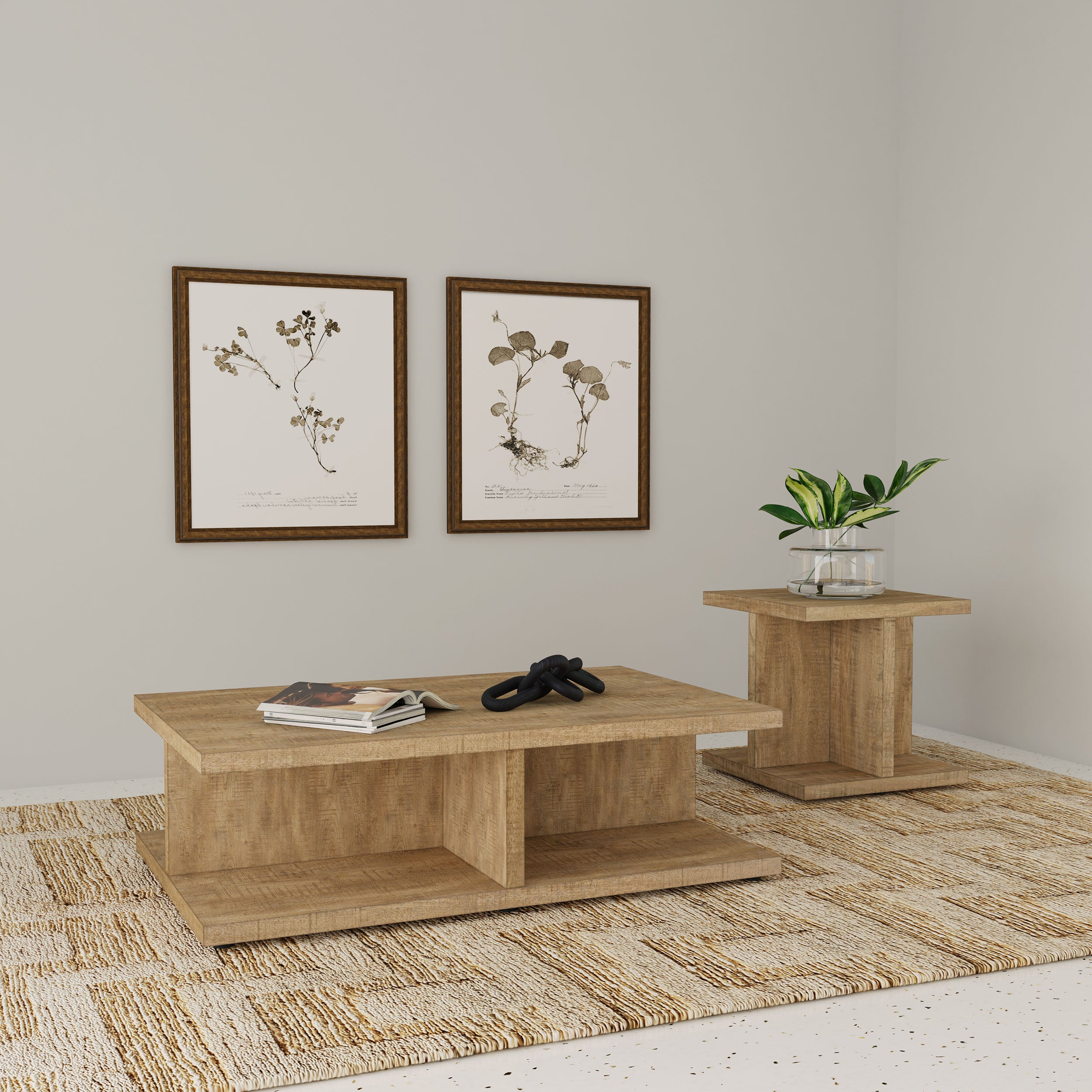 Cortona Square Engineered Wood End Side Table Mango — view 7