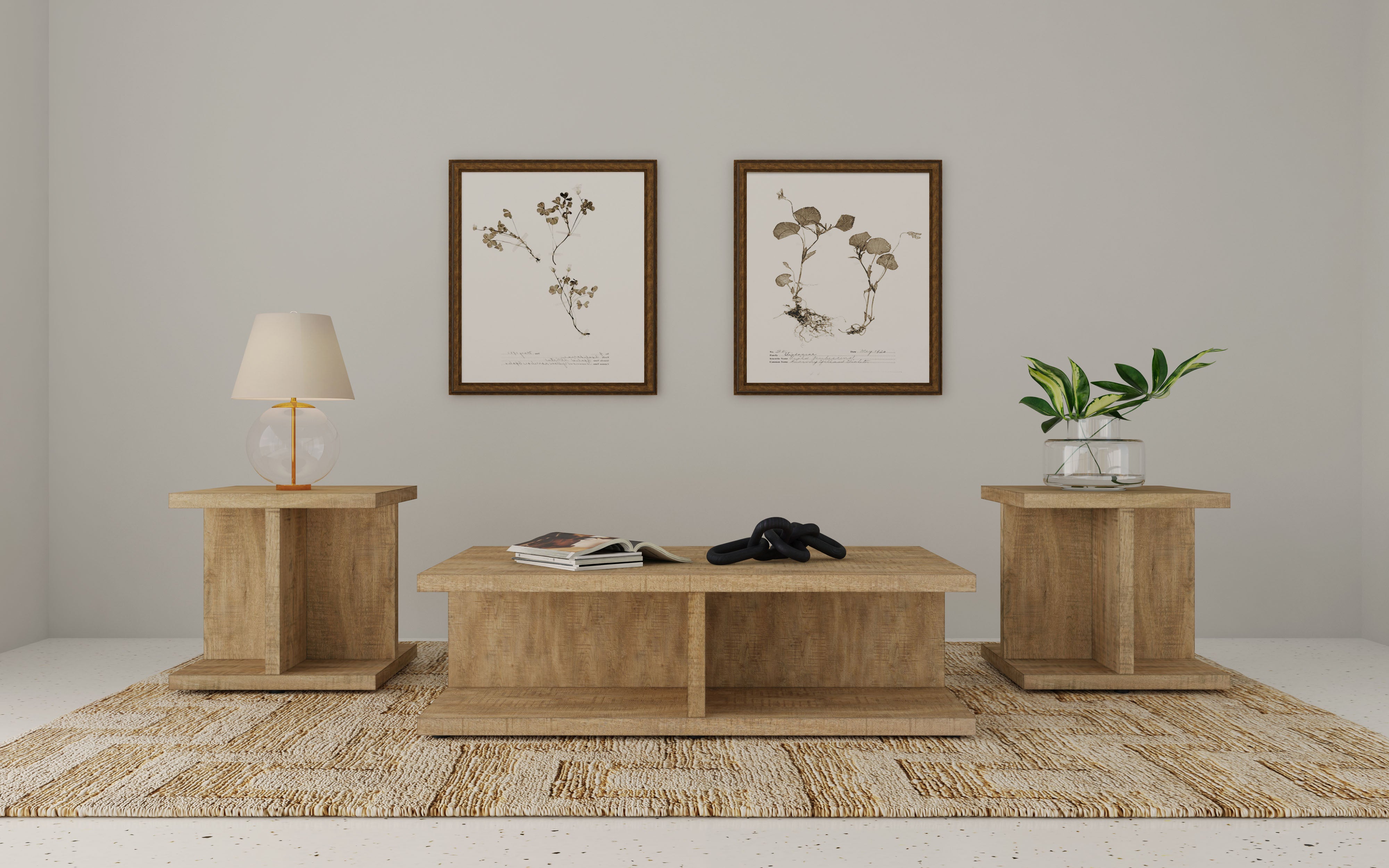 Cortona 3-piece Coffee and End Table Set Mango — view 1