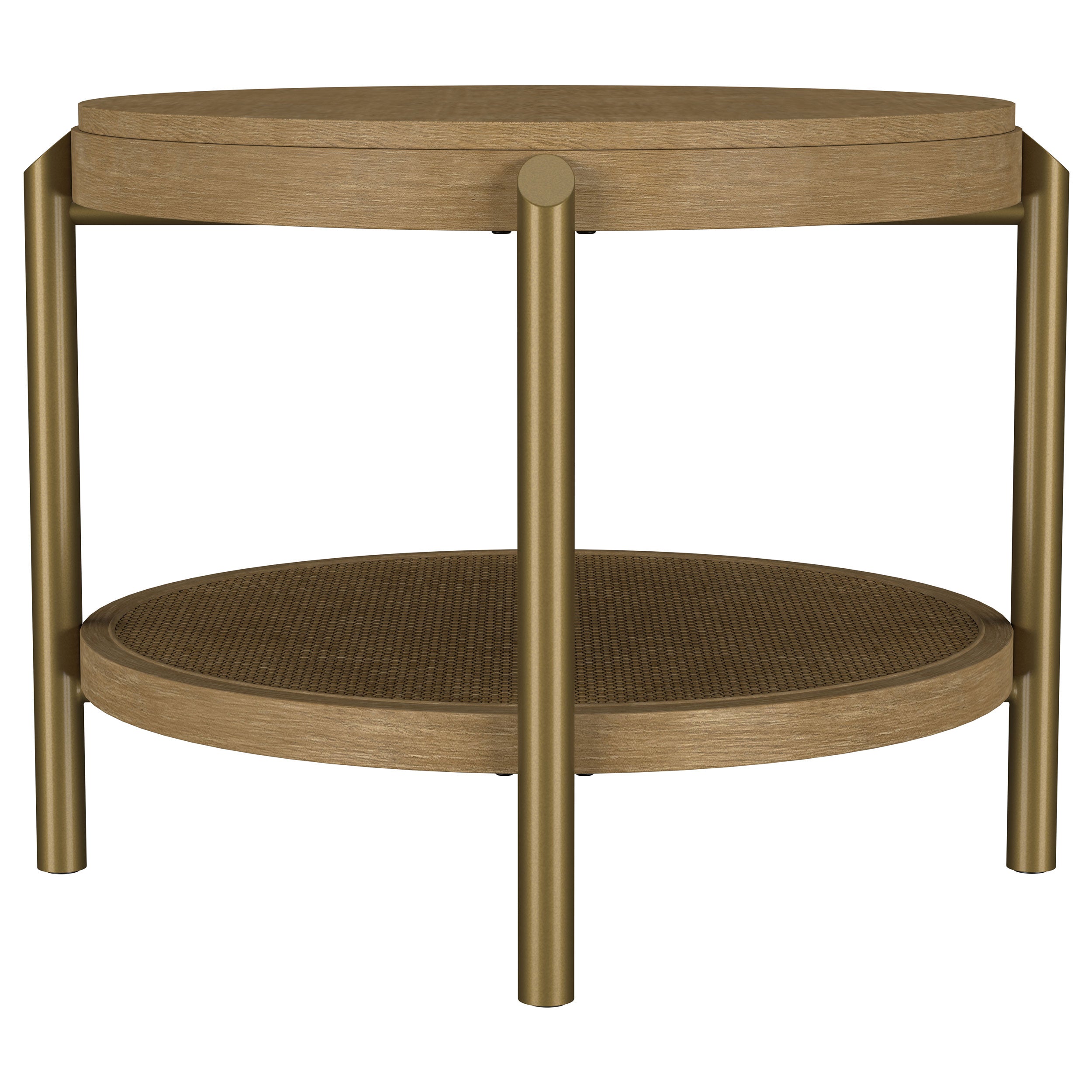 Arini Round End Side Table With Storage Shelf Sand Wash — view 5
