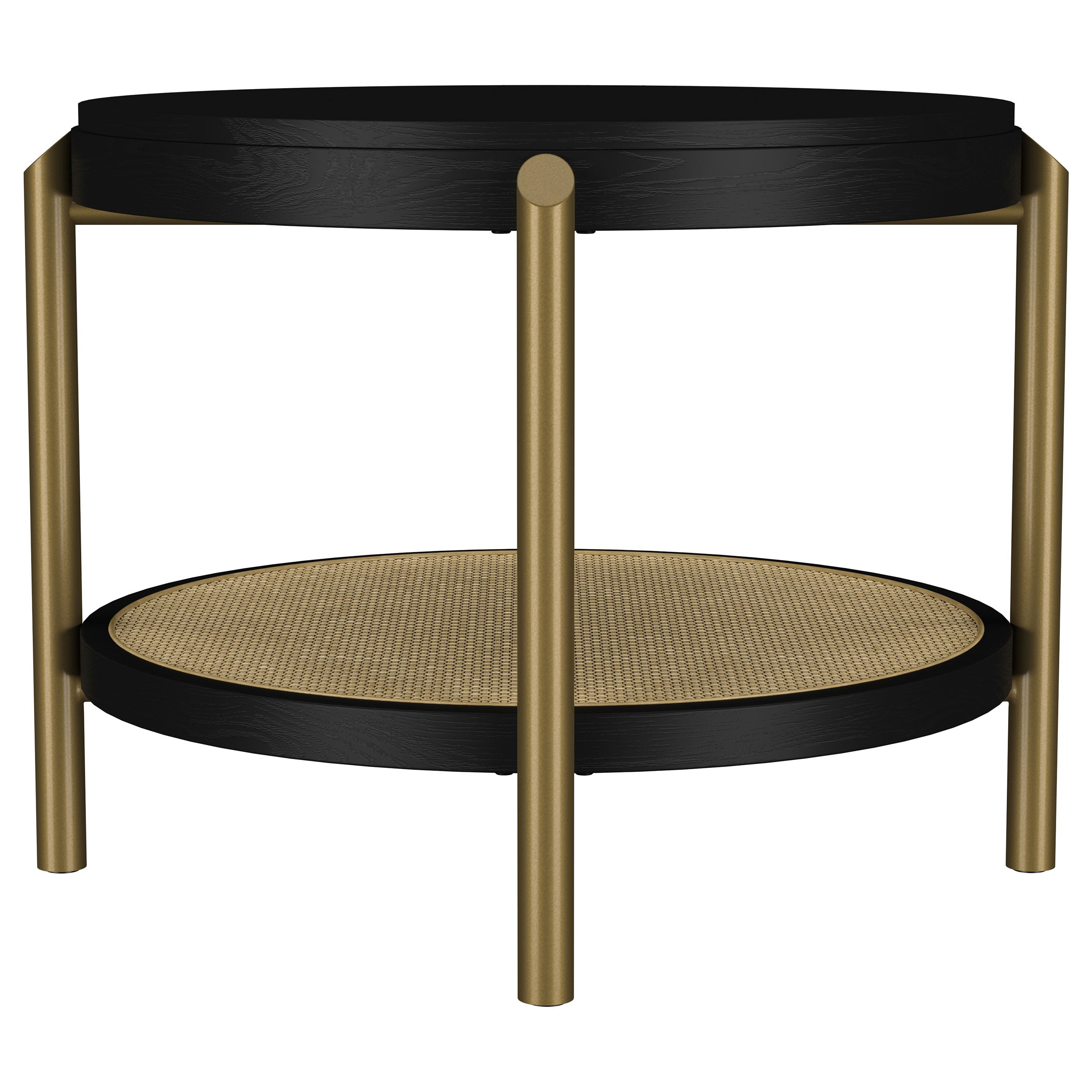 Arini Round End Side Table With Storage Shelf Black — view 5