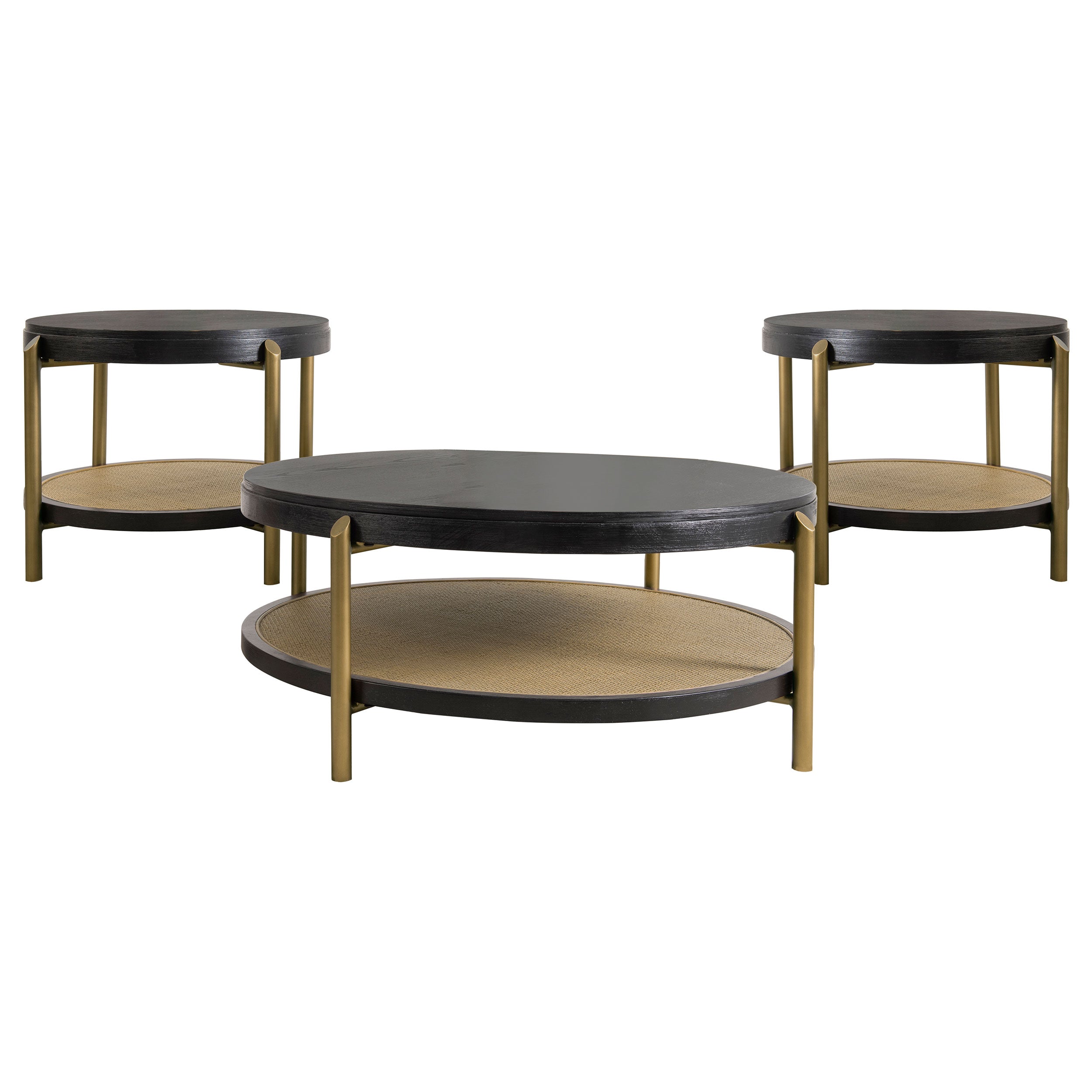 Arini 3-piece Round Coffee and End Table Set Black — view 2
