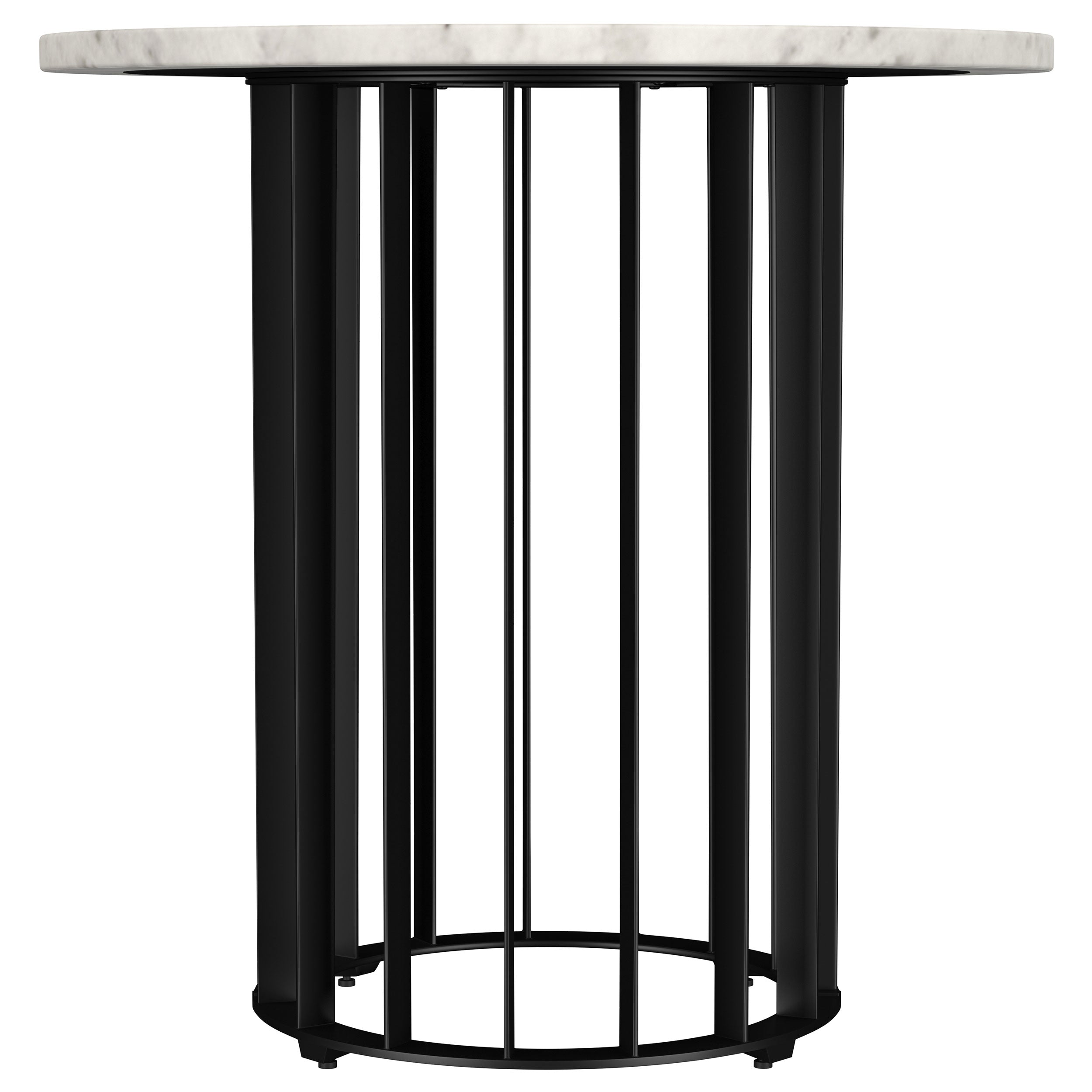 Haven Round Genuine White Marble Top End Side Table Black — view 3