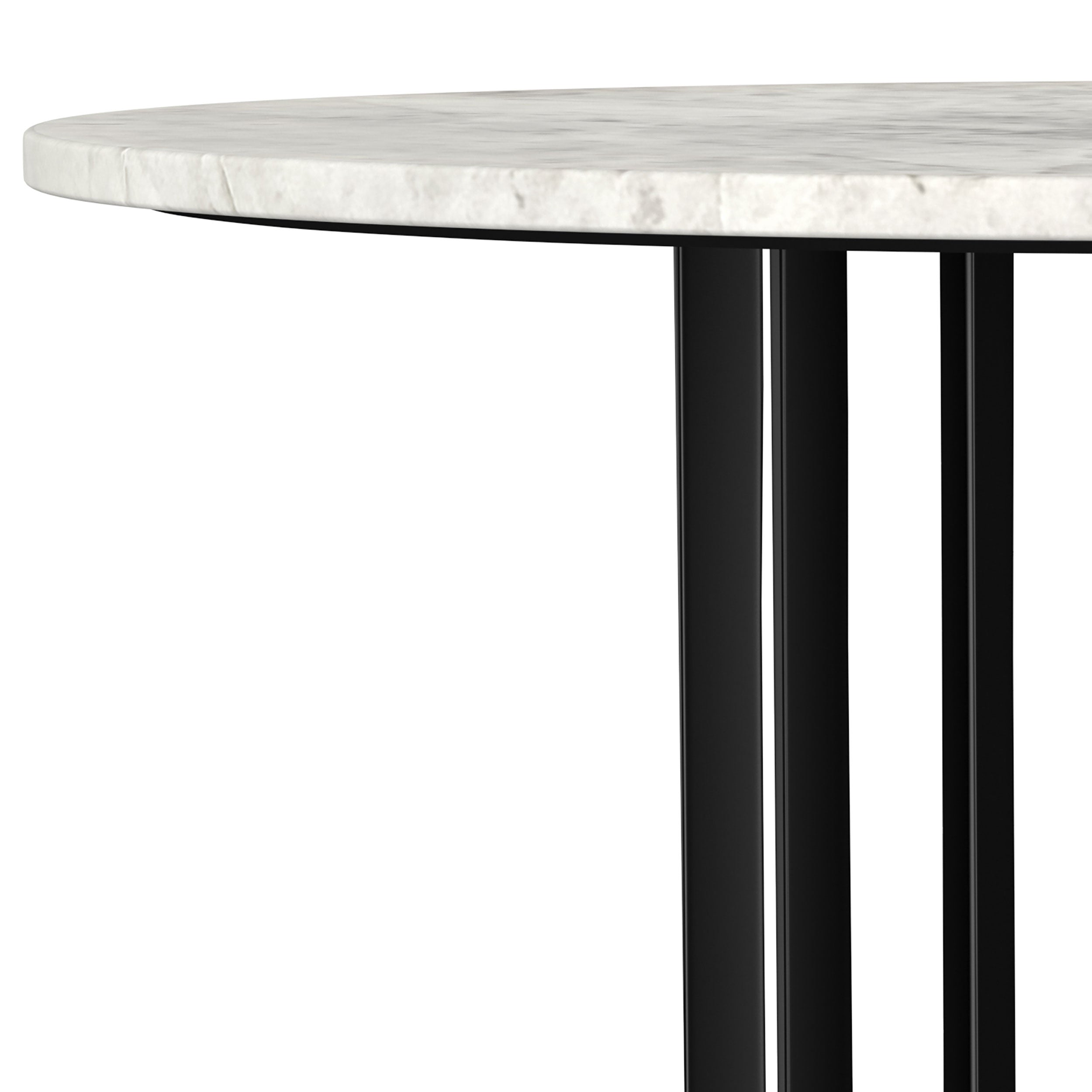 Haven Round Genuine White Marble Top Coffee Table Black — view 5