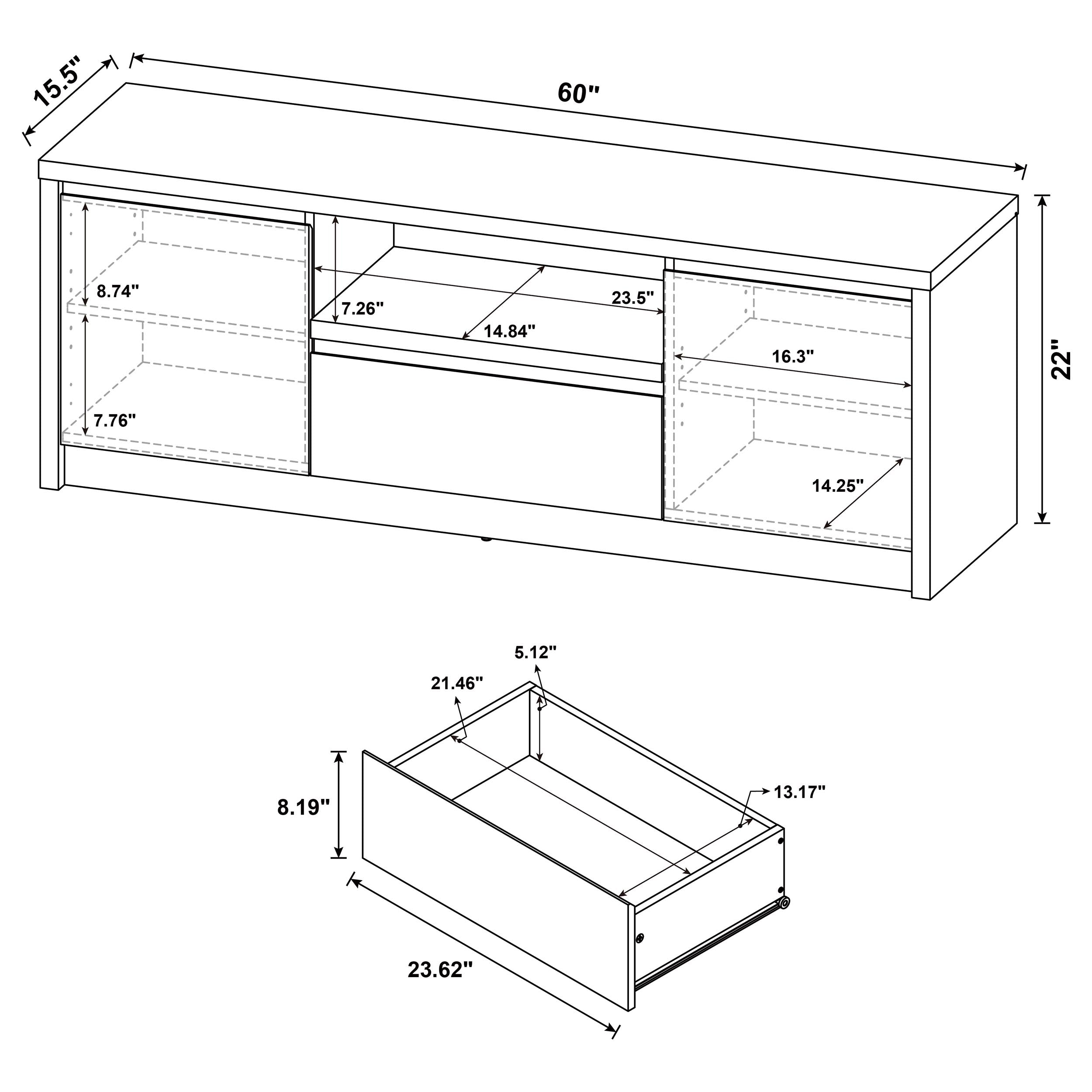 Winfield 3-piece Entertainment Center 60-inch TV Stand Black — view 14