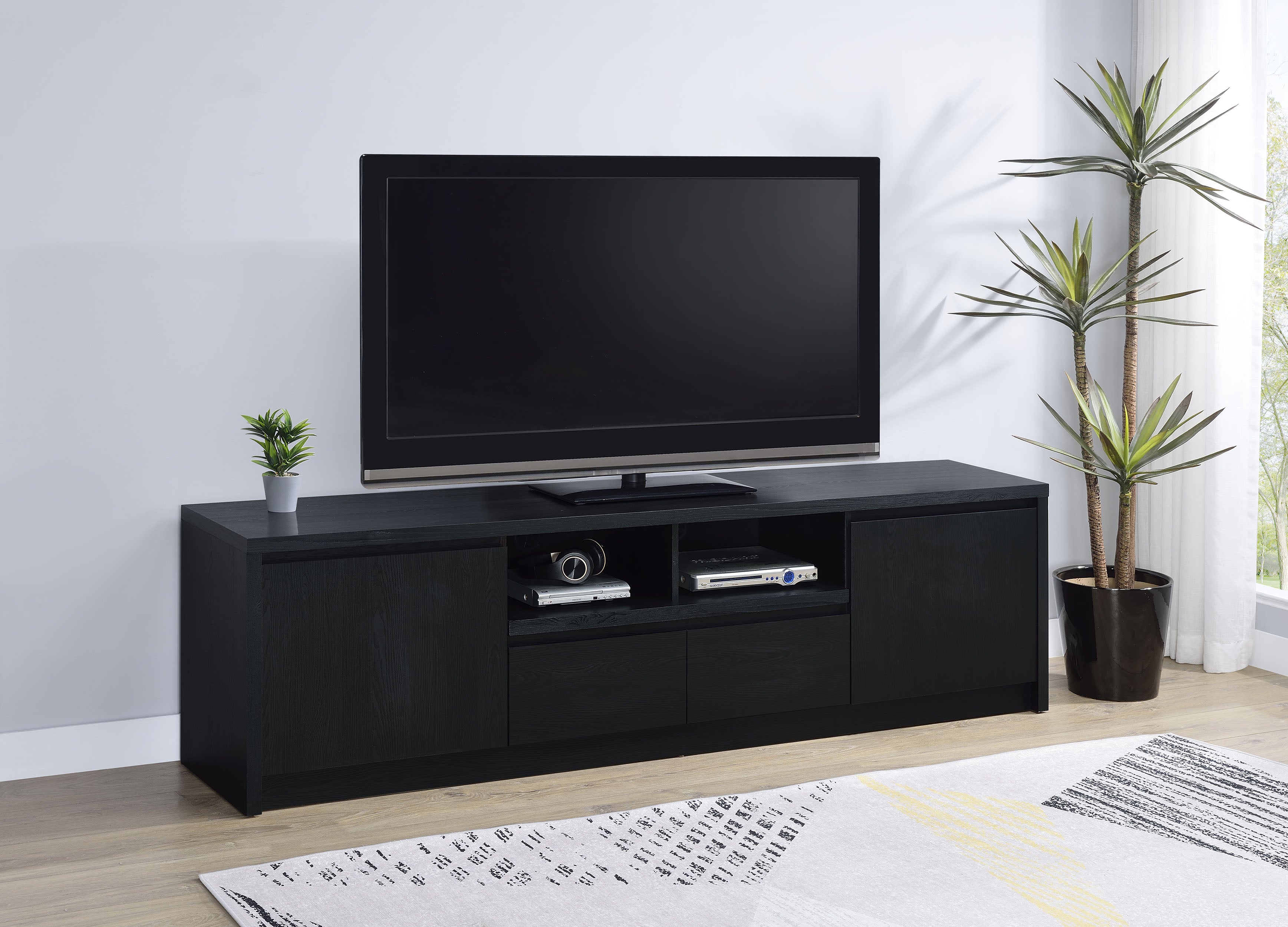 Winfield 78-inch 2-door TV Stand Media Console Black — view 2