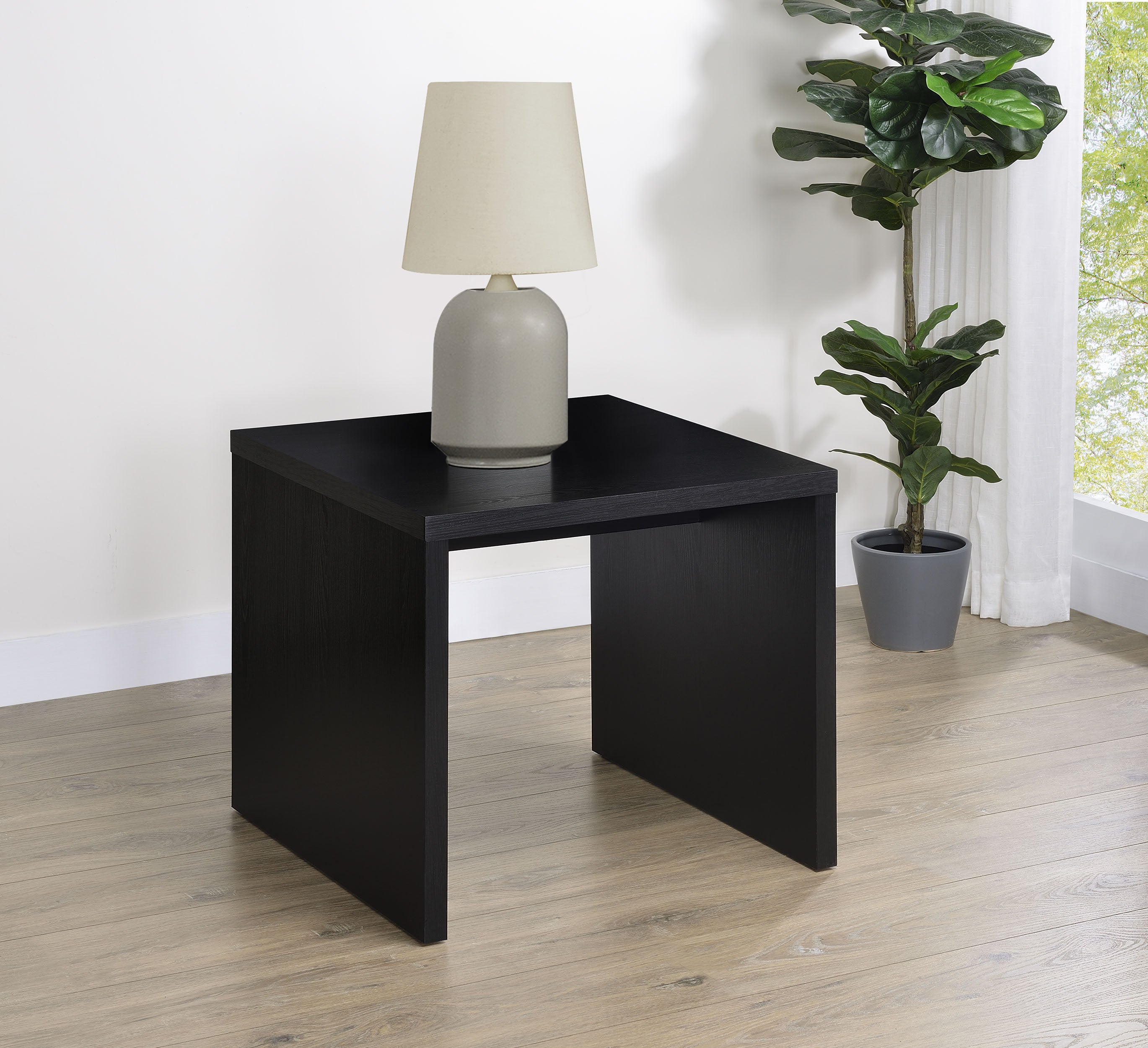 Knapp Engineered Wood Square Side End Table Black — view 2
