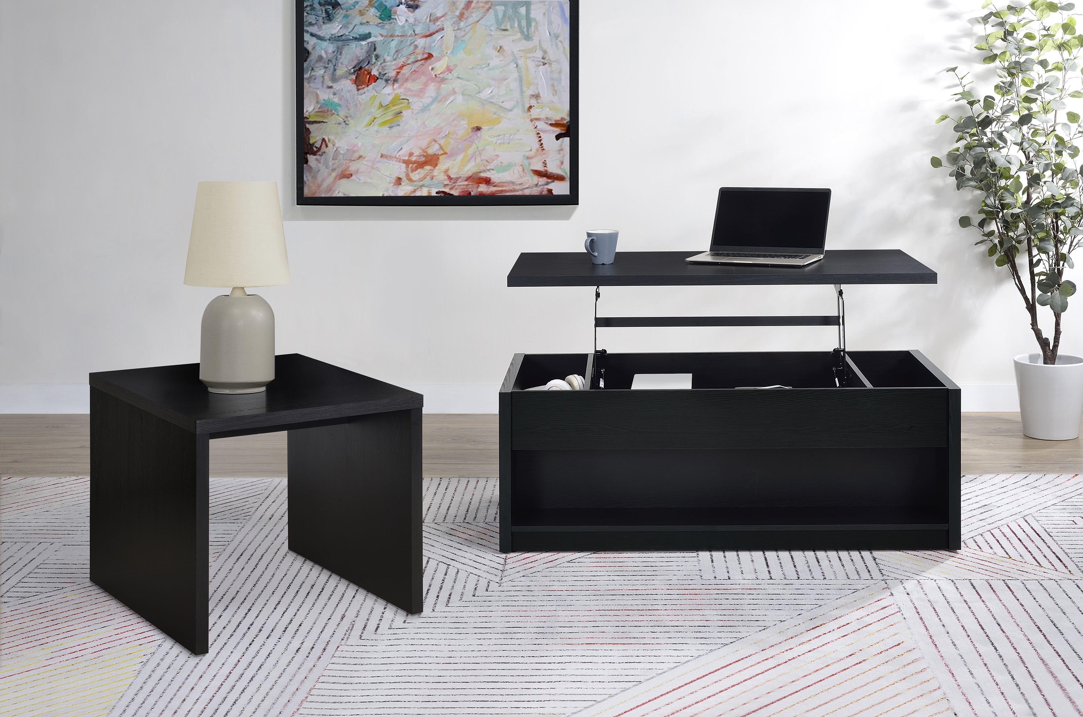 Knapp 2-piece Lift Top Coffee Table Set Black — view 1
