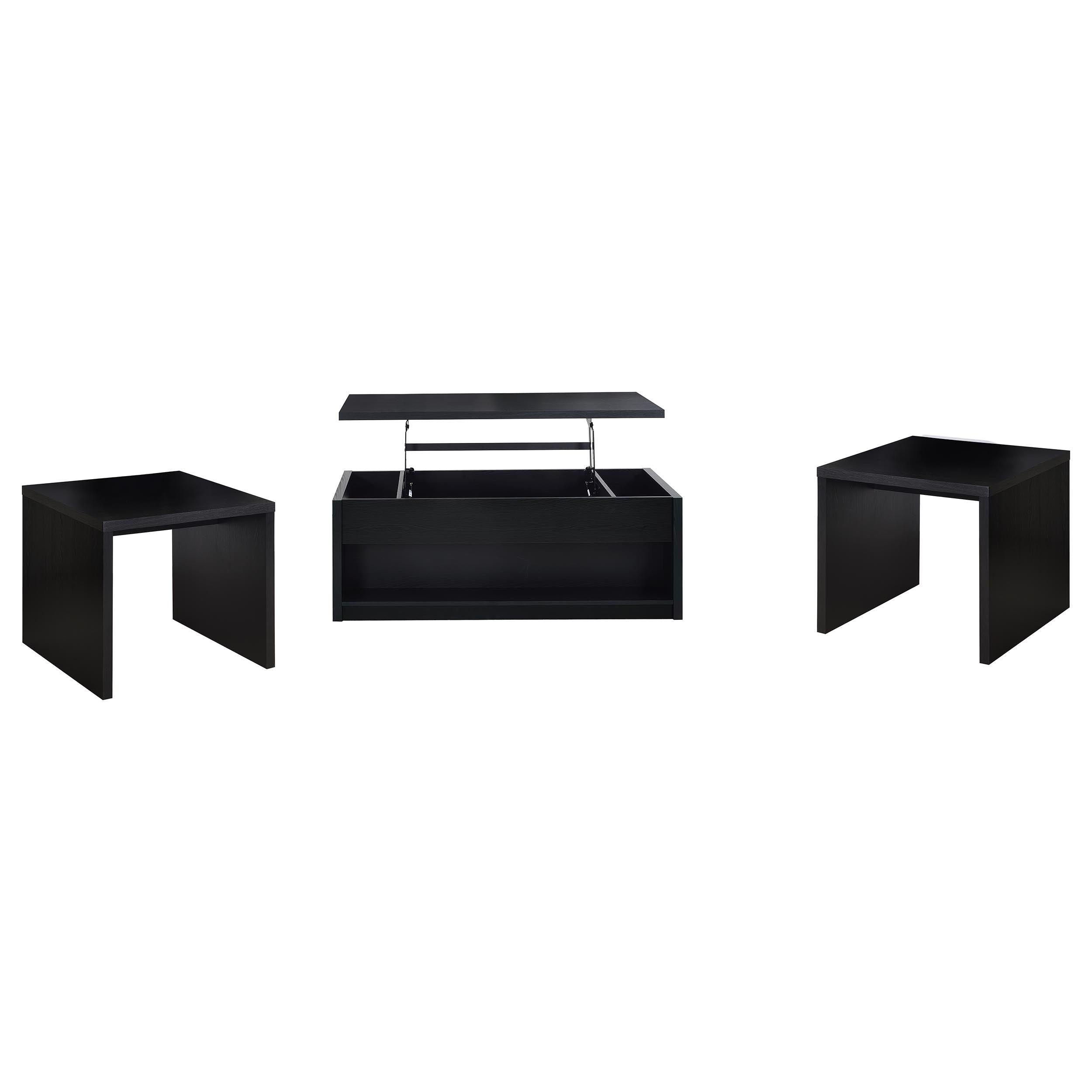 Knapp 3-piece Lift Top Coffee Table Set Black — view 2
