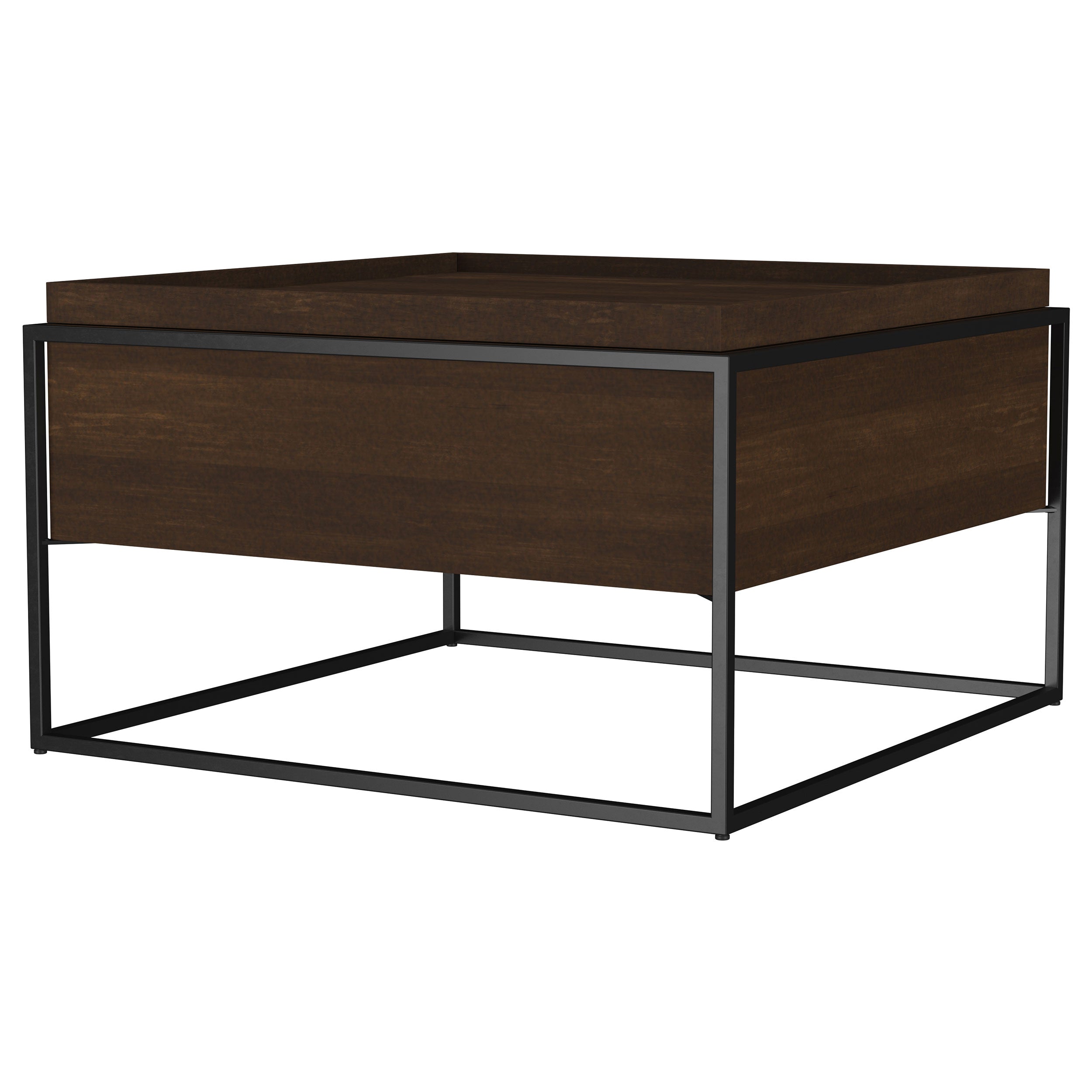 Fulton 30-inch Square Mango Wood Coffee Table Dark Brown — view 4
