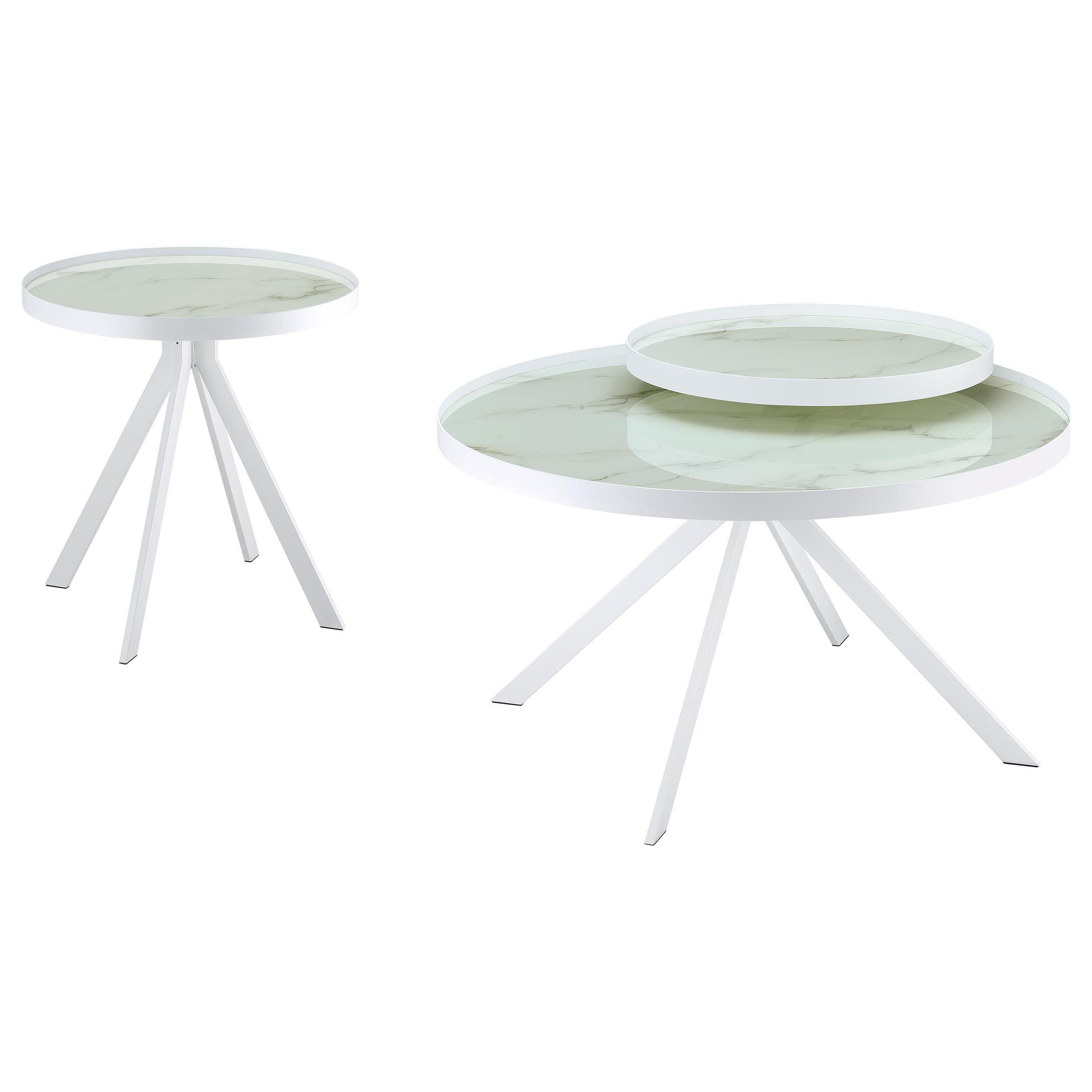 Briggs 2-piece Round Coffee and End Table Set White — view 2