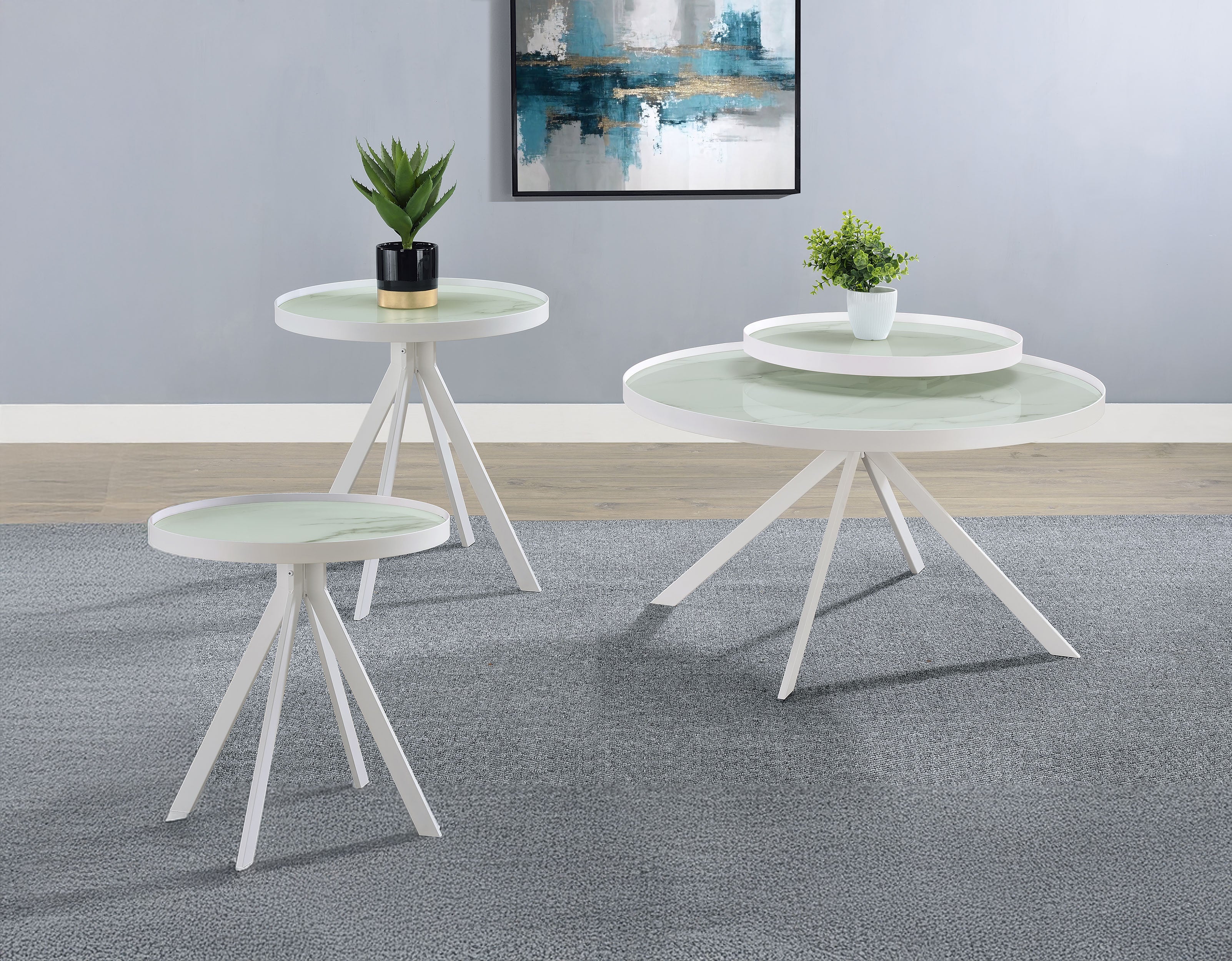 Briggs 3-piece Round Coffee and End Table Set White — view 1