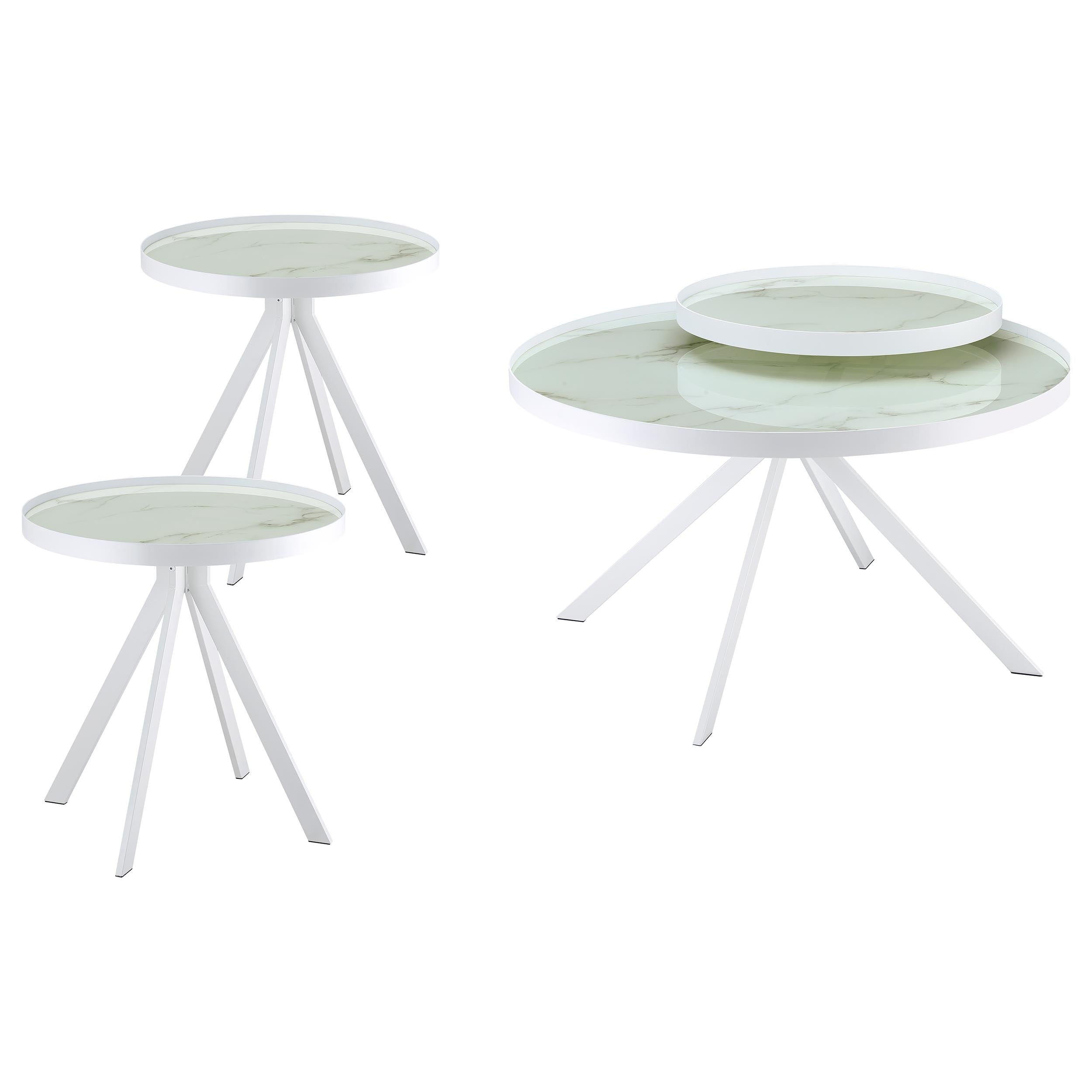 Briggs 3-piece Round Coffee and End Table Set White — view 2