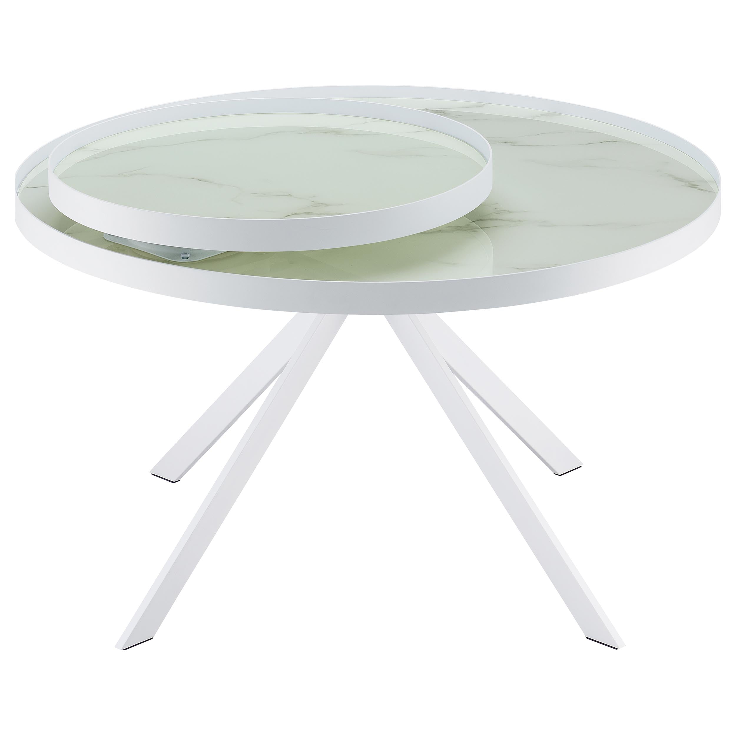 Briggs Round Marble Printed Glass Top Coffee Table White — view 8