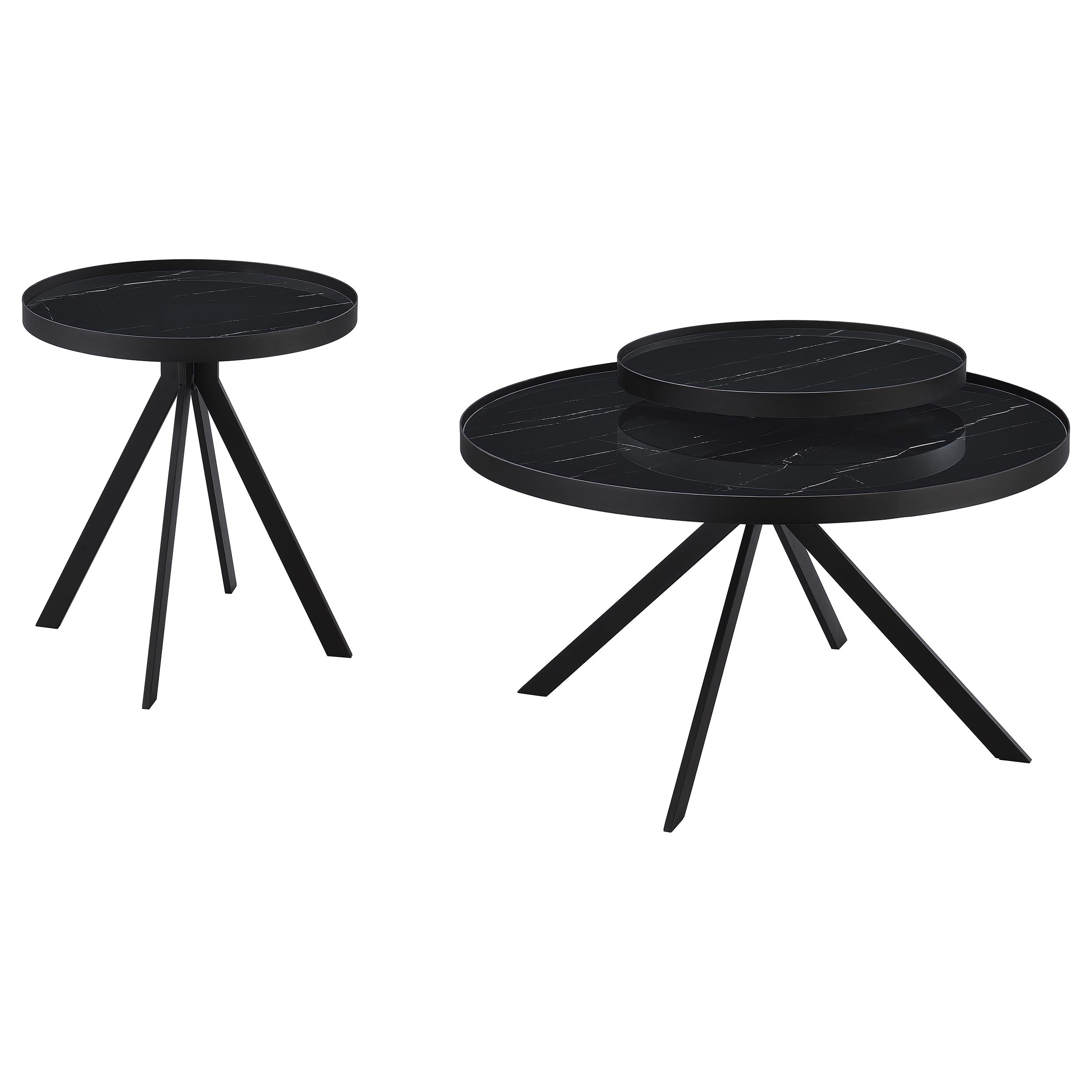 Briggs 2-piece Round Coffee and End Table Set Black — view 2