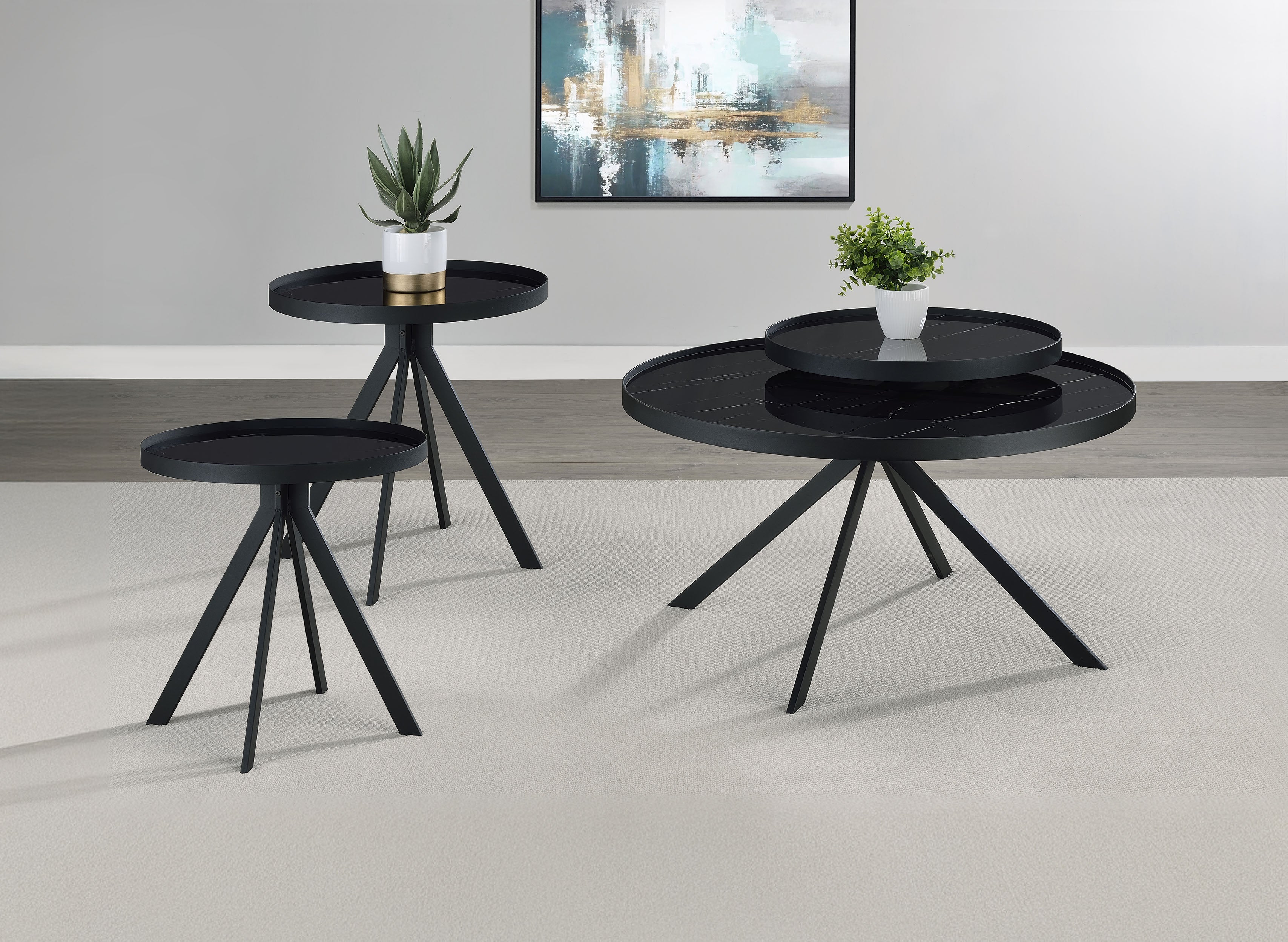 Briggs 3-piece Round Coffee and End Table Set Black — view 1
