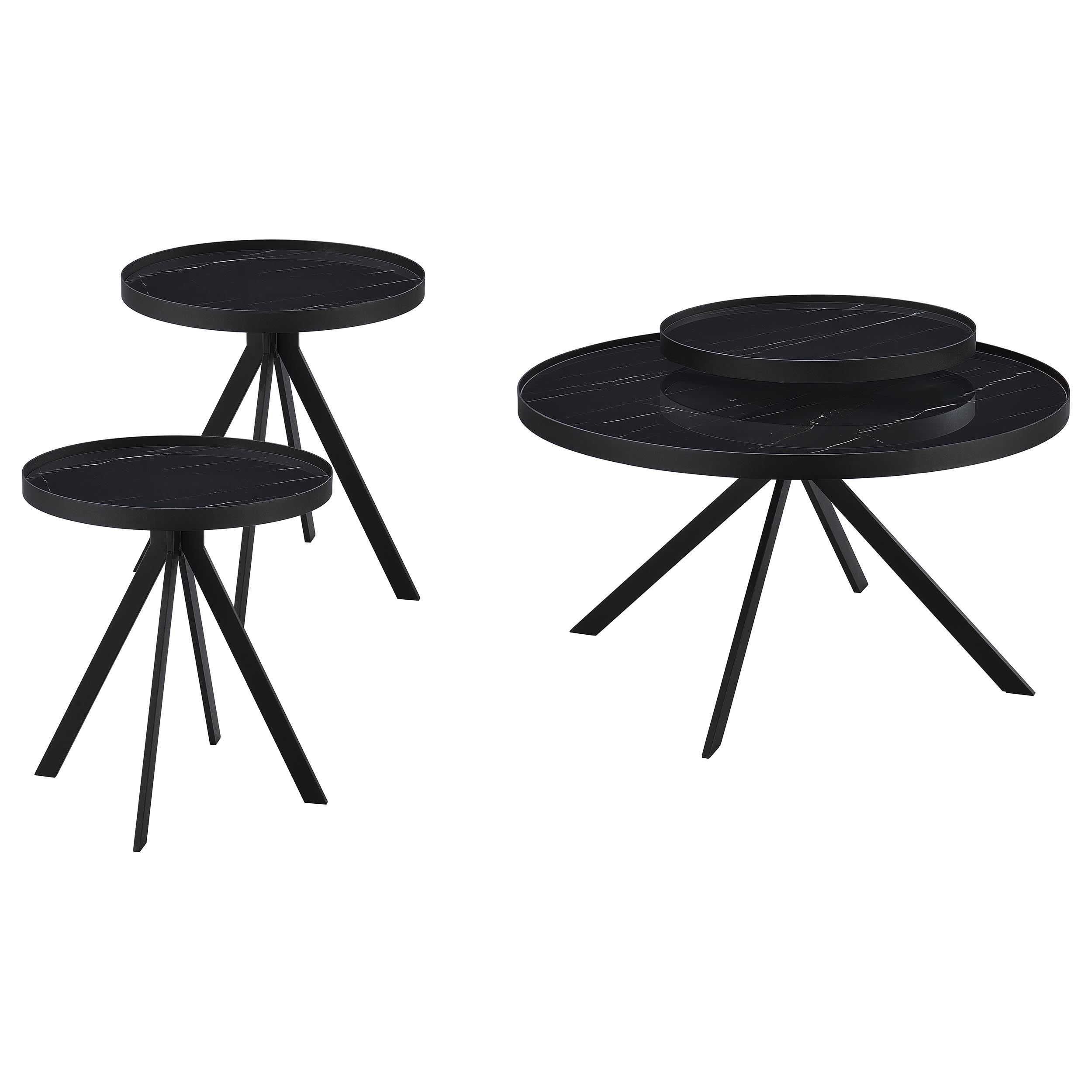 Briggs 3-piece Round Coffee and End Table Set Black — view 2