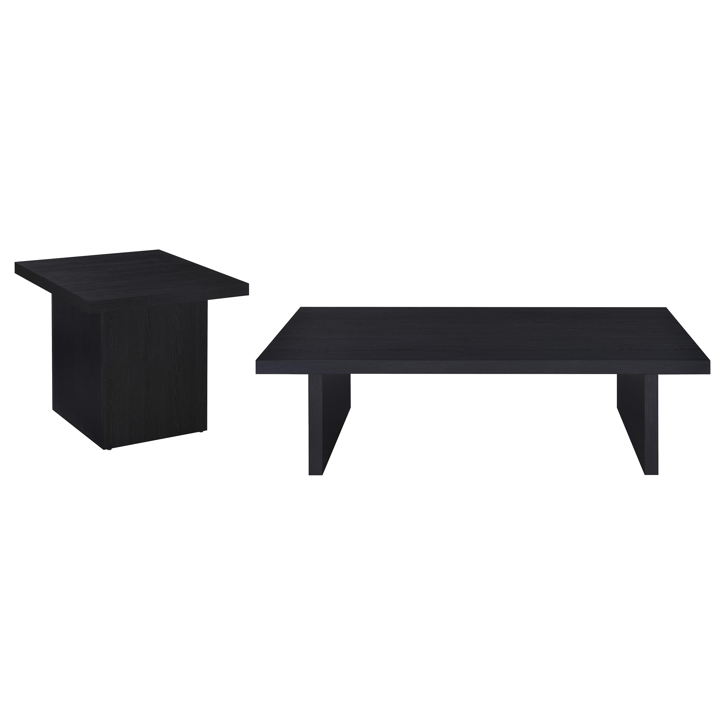 Max 2-piece Rectangular Coffee and End Table Set Black — view 2