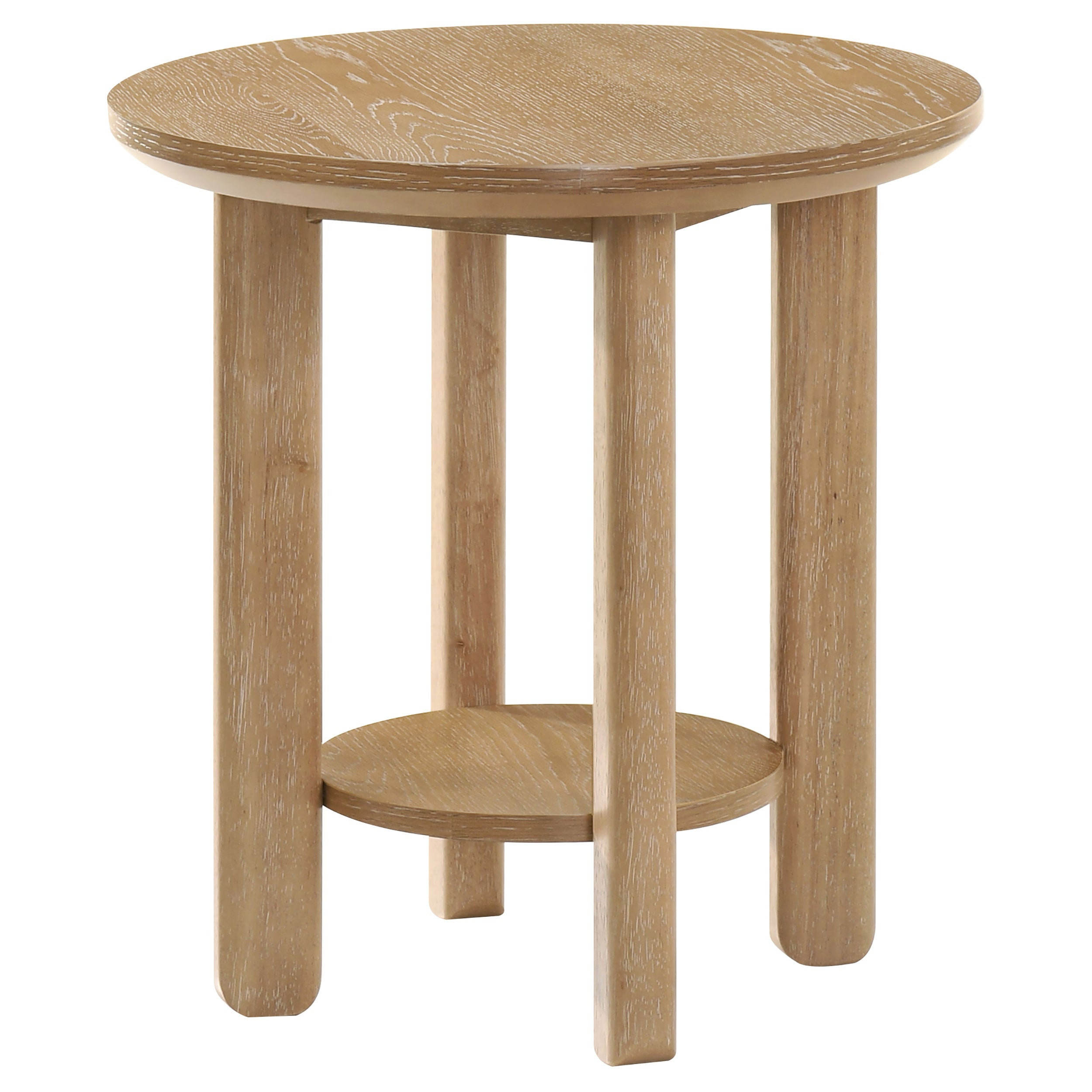 Ottowa Round Wood Side End Table with Shelf Light Oak — view 4